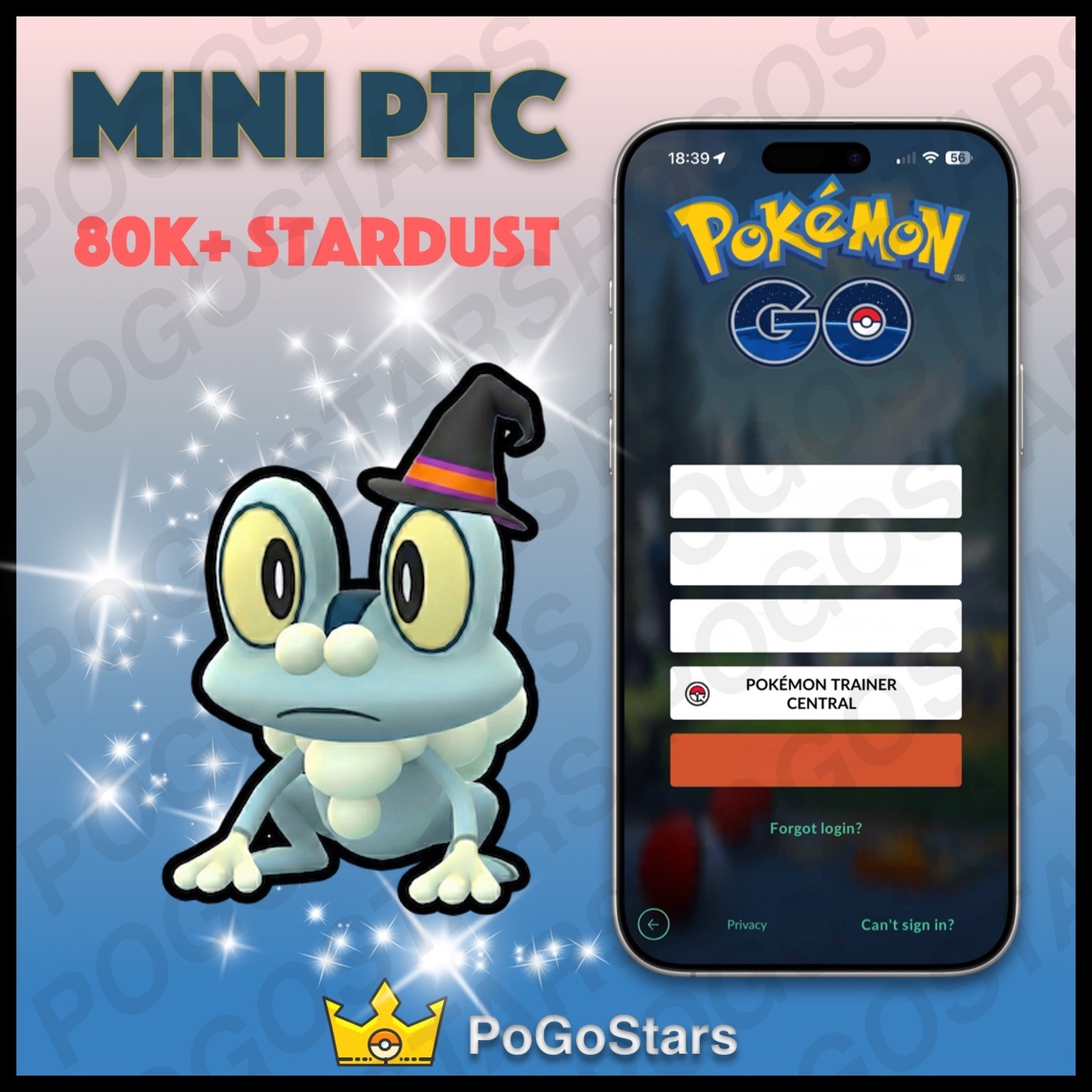 Pokémon PTC Go - Shiny Froakie Halloween - 80K Stardust✨Read Description✨