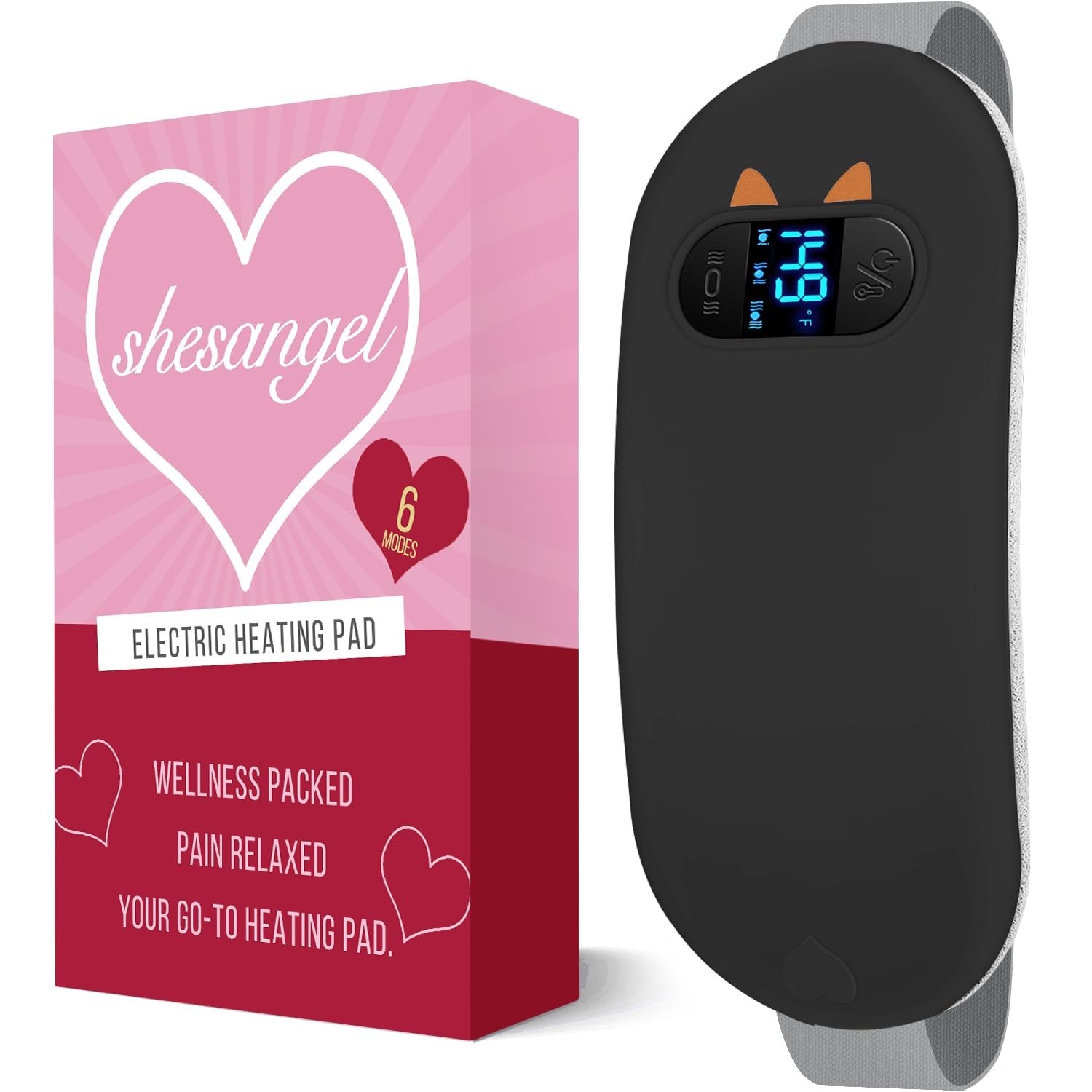 Portable Cordless Menstrual Heating Pad with 6 Heat Levels and 6 Massage Mode...