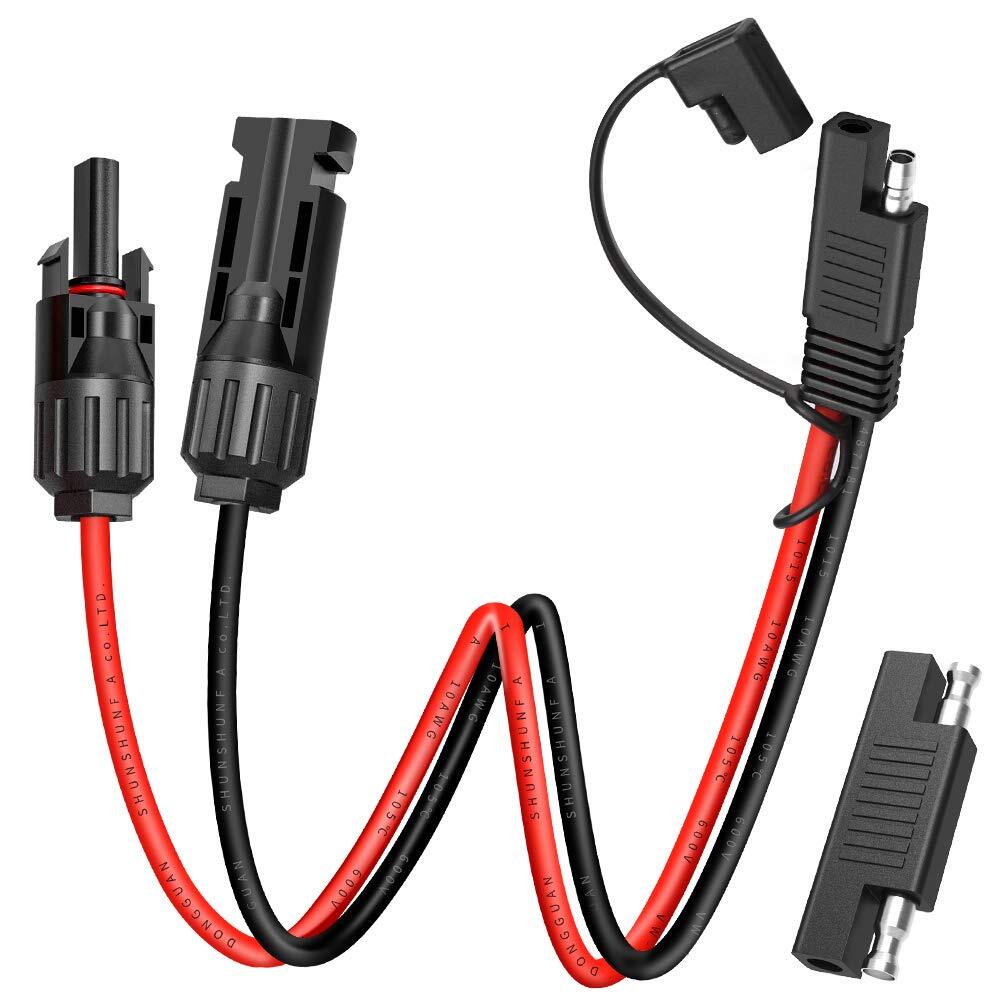 2x Solar Panel Extension Cable 2FT 10AWG, SAE to SAE Polarity Reverse Adapter