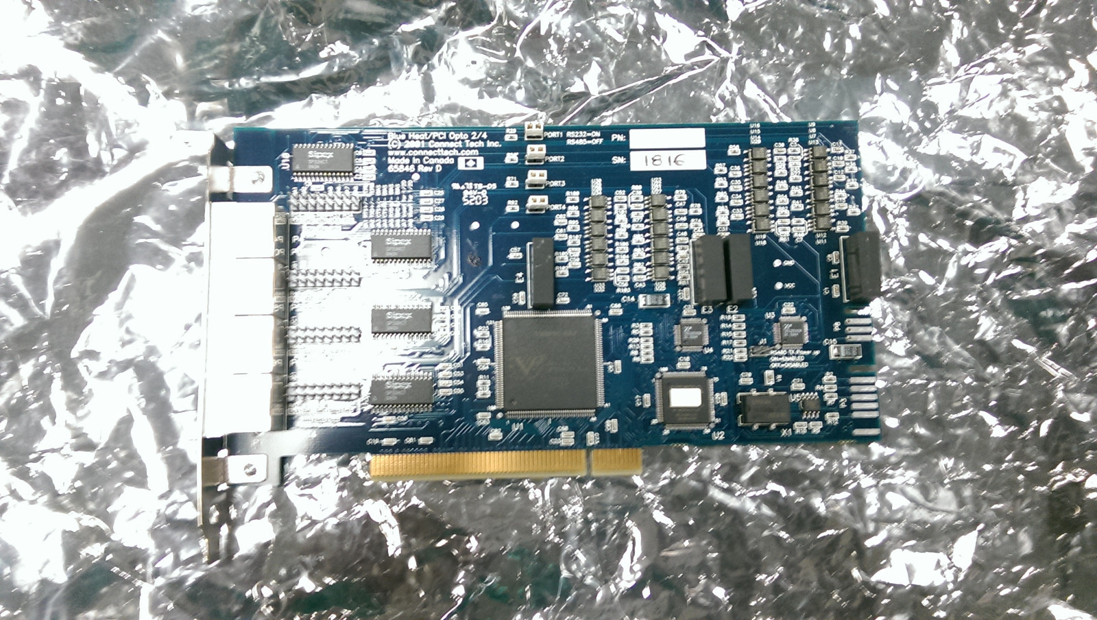 Connect Tech Inc. Blue Heat PCI Opto 2/4 65846 Rev D 4 Ports RS232/RS485 Card