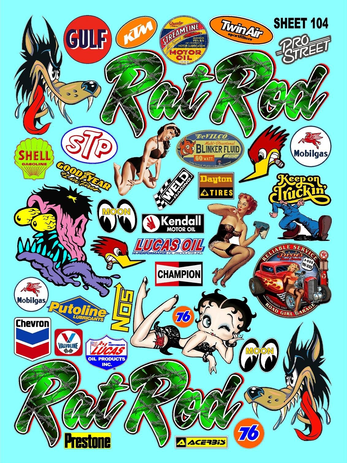 Clear Matte Finish Vinyl Sticker Sheet 104 Rat Fink-1/24-1/16 Scale Axialtraxxas