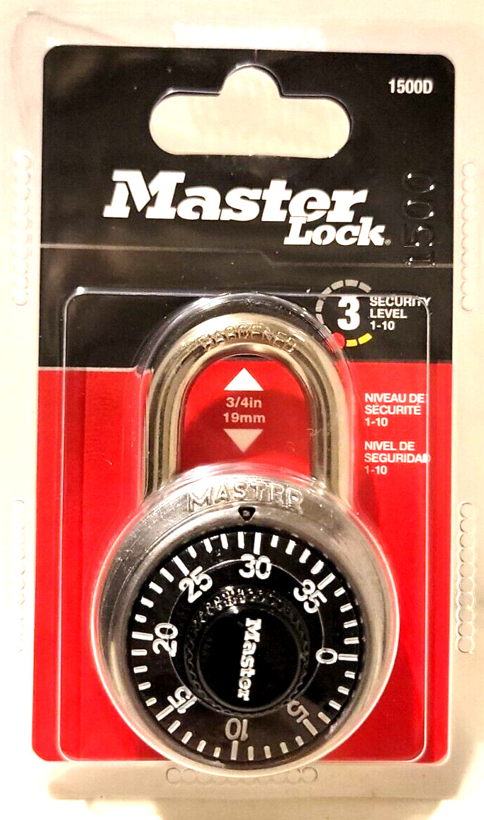 Master Lock® Combination Lock Stainless Steel 1 7/8" Wide Black Dial 1500