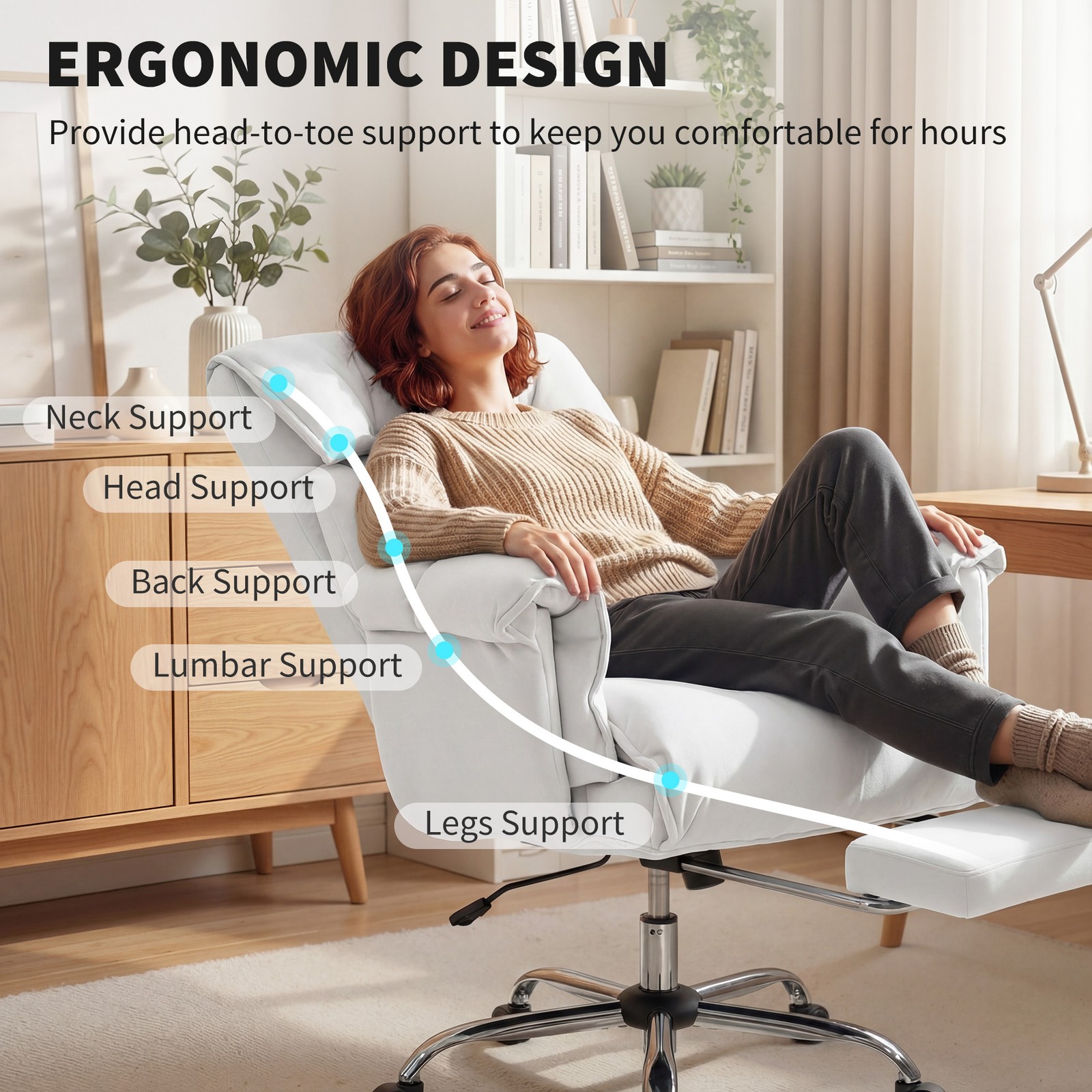 Executive Office Chair with Footrest, Reclining Swivel Computer Desk Chair