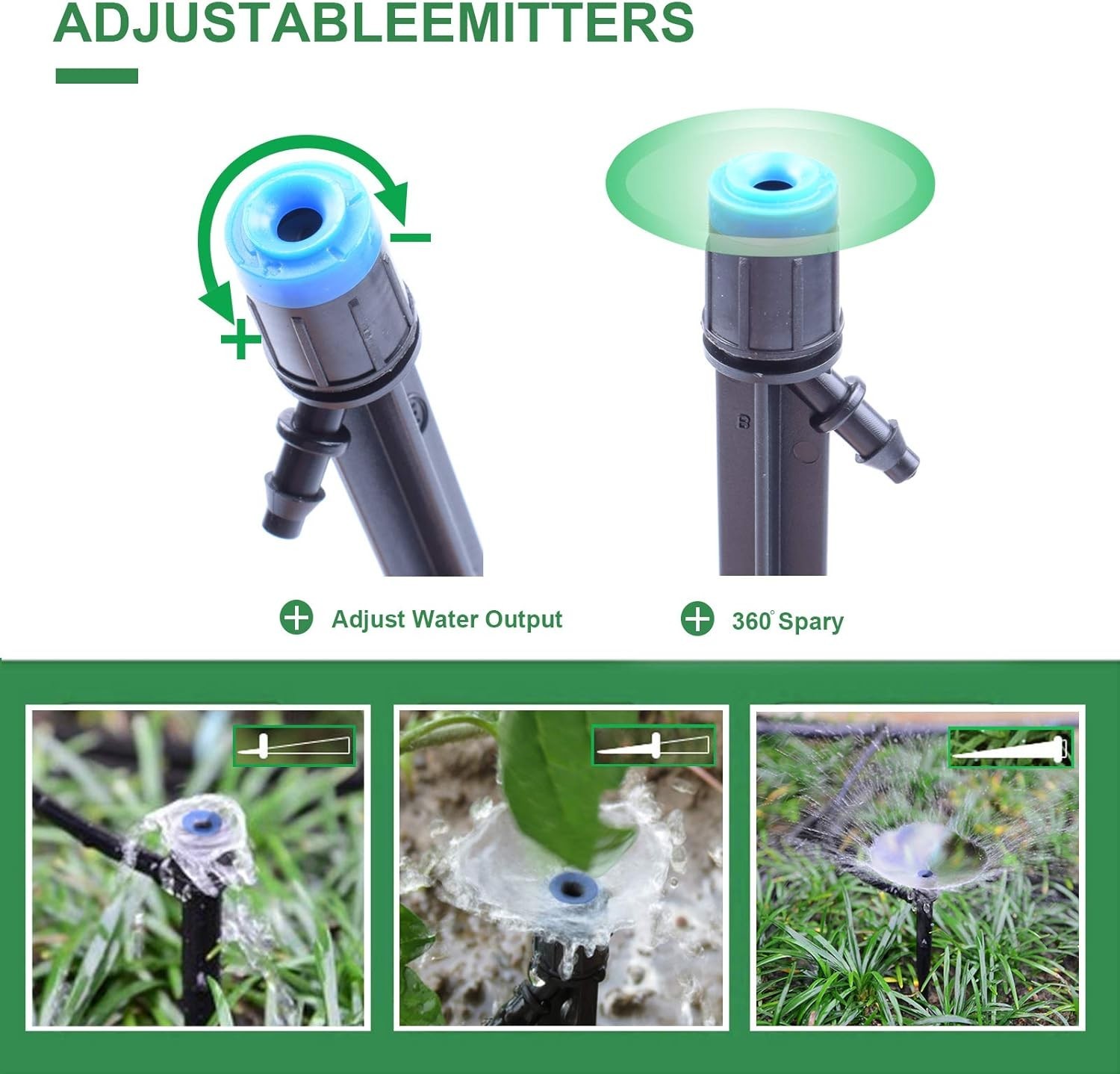 Irrigation System Drip Emitters - 50PCS Adjustable Flow for Versatile Gardens