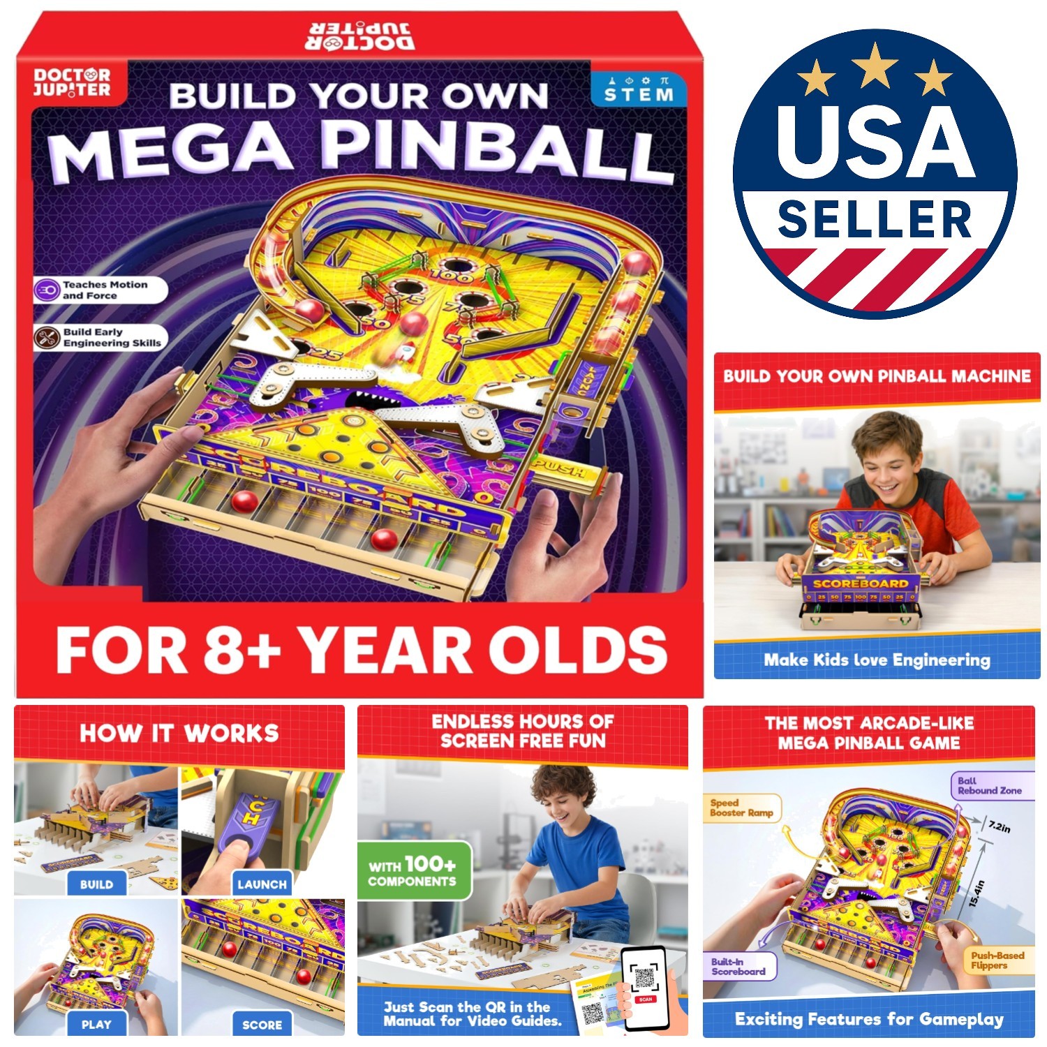 Pinball Machine Building Kit for Kids 8+ - Educational STEM Toy Experience!