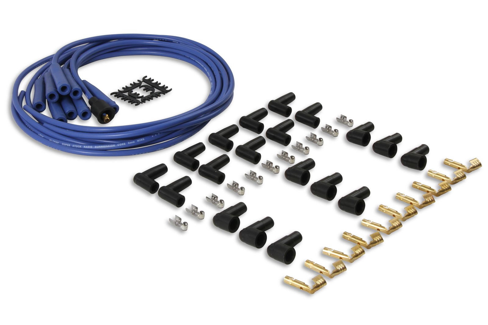 ACCEL 4040B Spark Plug Wire Set- 8mm - Blue Wire with Blue Straight Boots