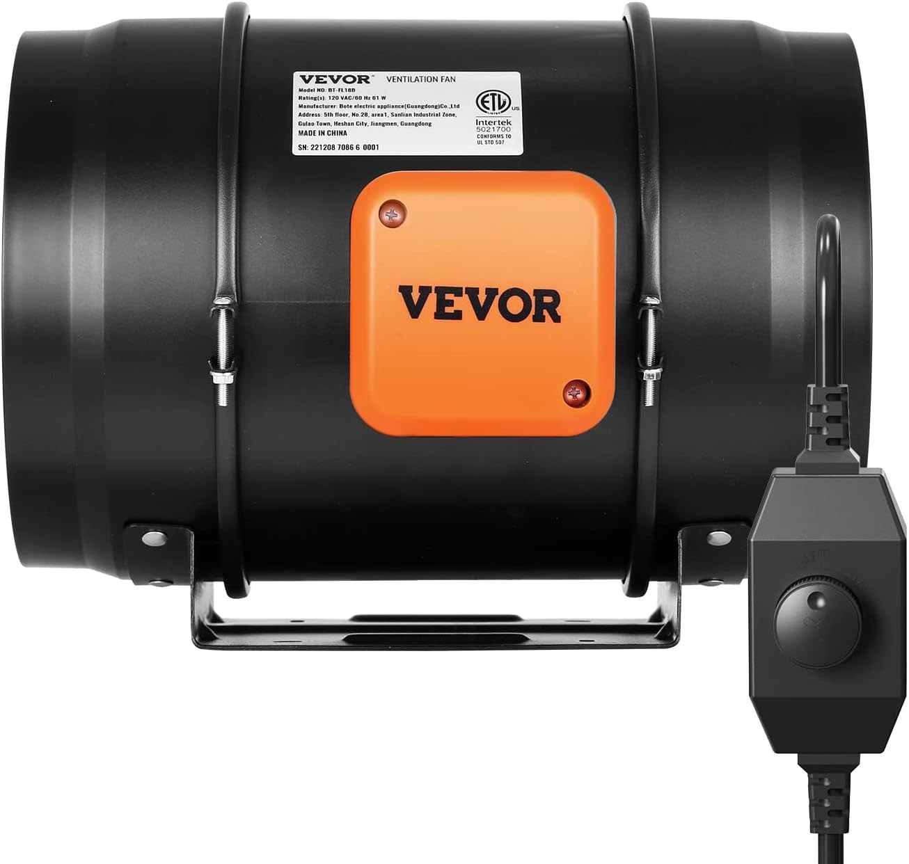 Compact & Quiet Inline Duct Fan - 8-Inch 750 CFM for Efficient Airflow & Climate