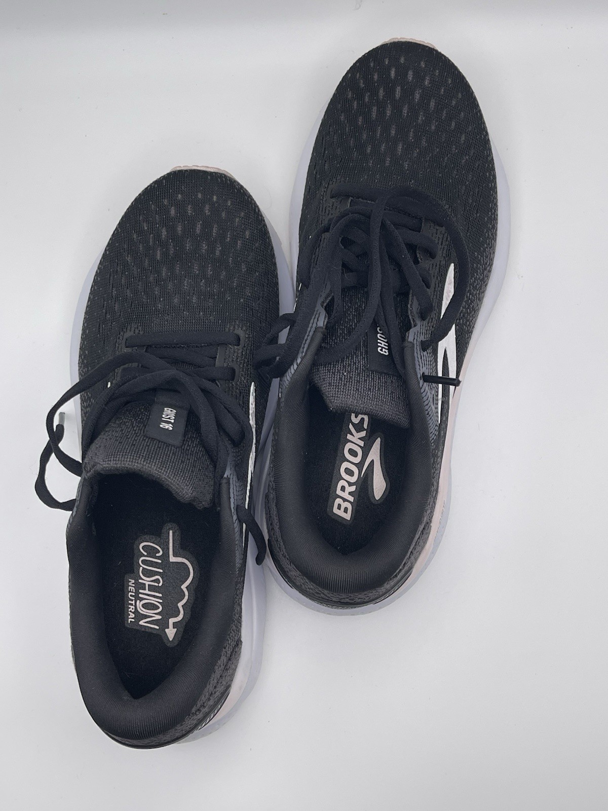 Brooks Ghost 16 Women’s Mesh Running Shoes Black White US Size 7.5 Cushioned