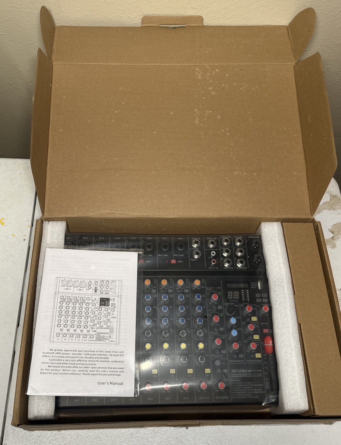 JXSOU Black Blue Professional DJ Mixer Bluetooth Audio Mixer For Karaoke Studio