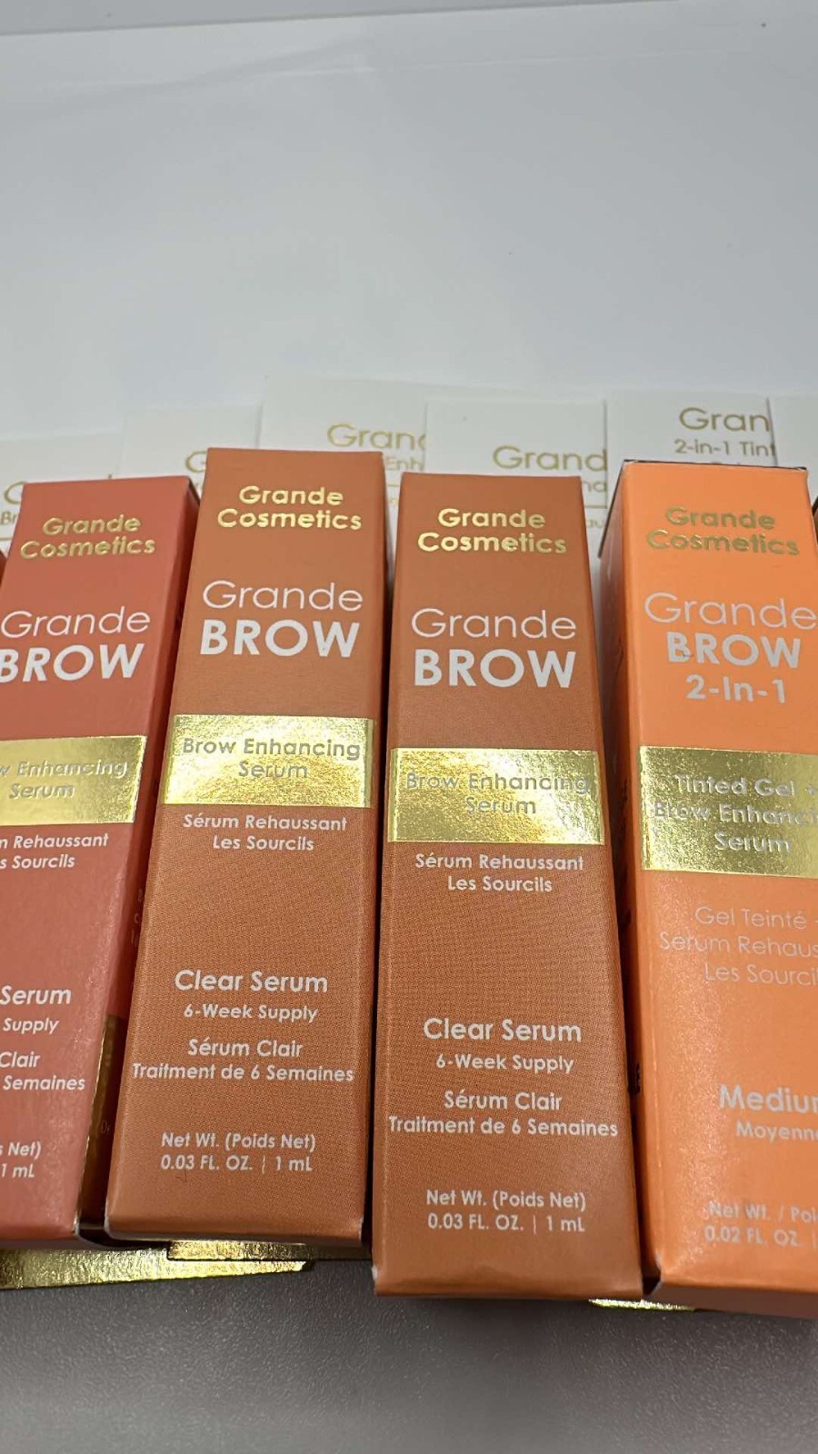 Lot 6 Grande Cosmetics Grande Brow Set Tinted Gel + Enhancing Clear Serum W33