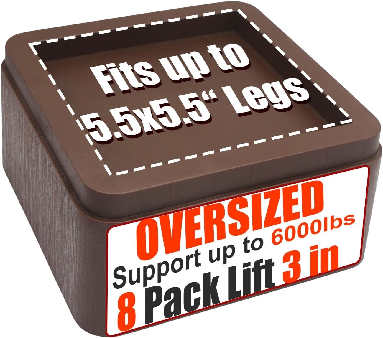 MYMULIKE Bed Risers 3 Inch, Oversized Fit Up to 5.5" Legs, Heavy Duty Support...