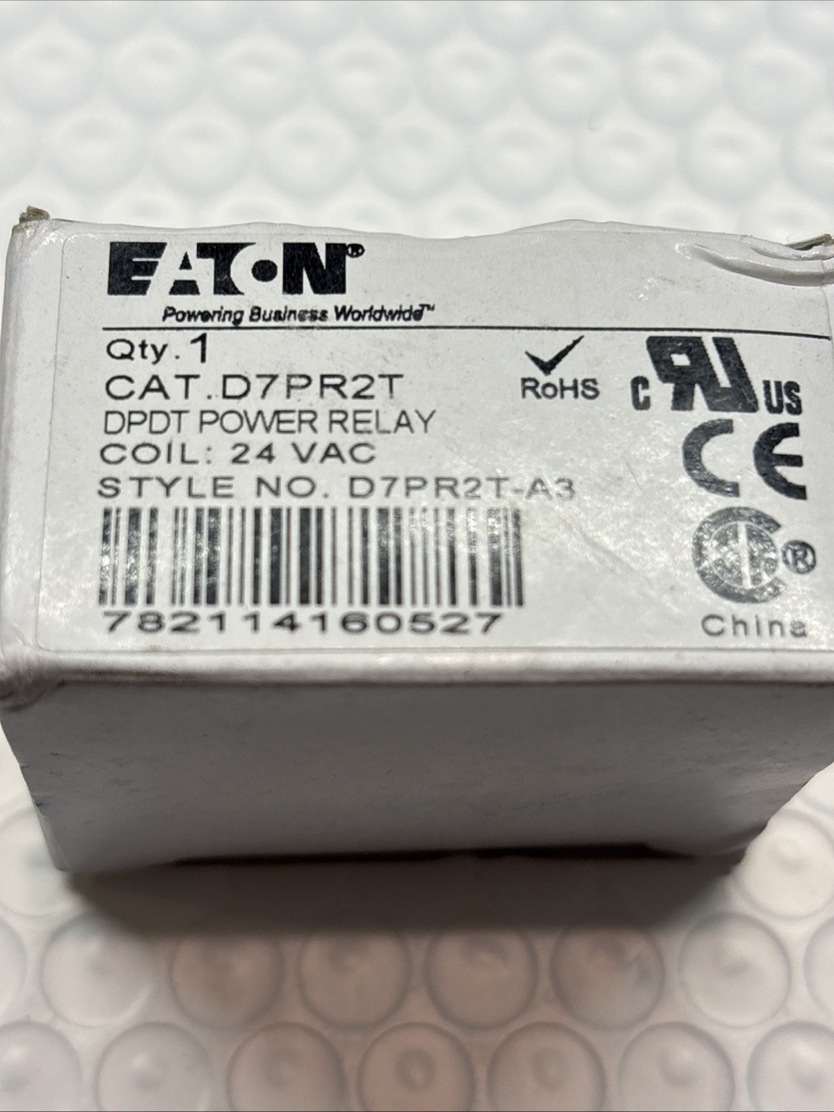 EATON D7PR2T, DPDT POWER RELAY, Coil: 24 VAC, New