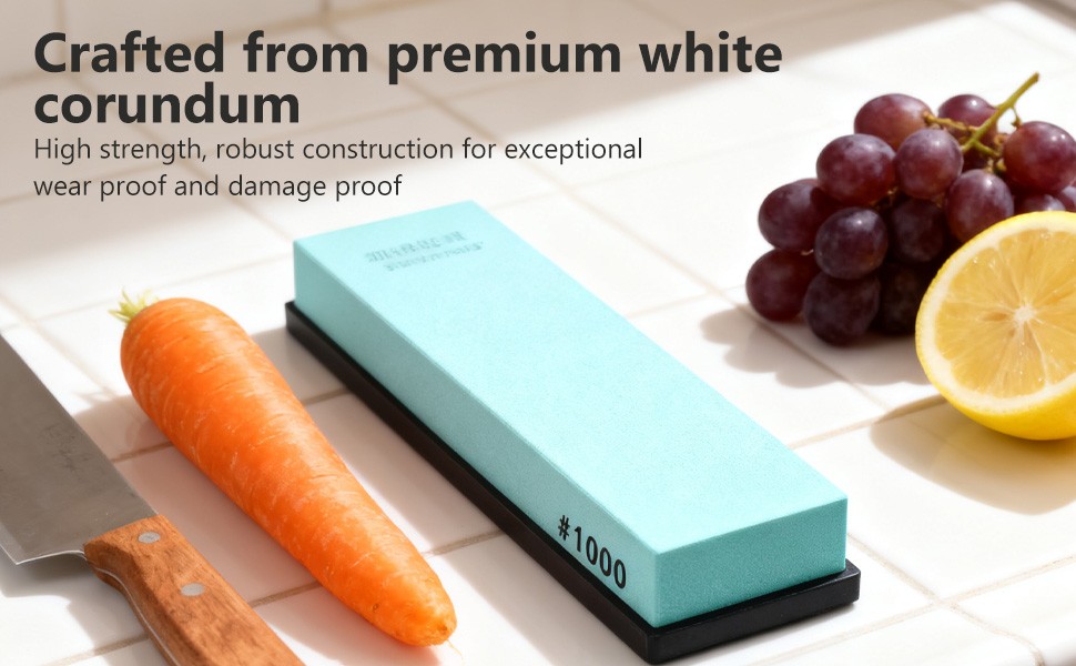 Knife Sharpening Stone Dual Side Grit With Anti Slip Silicone Base For Kitchen
