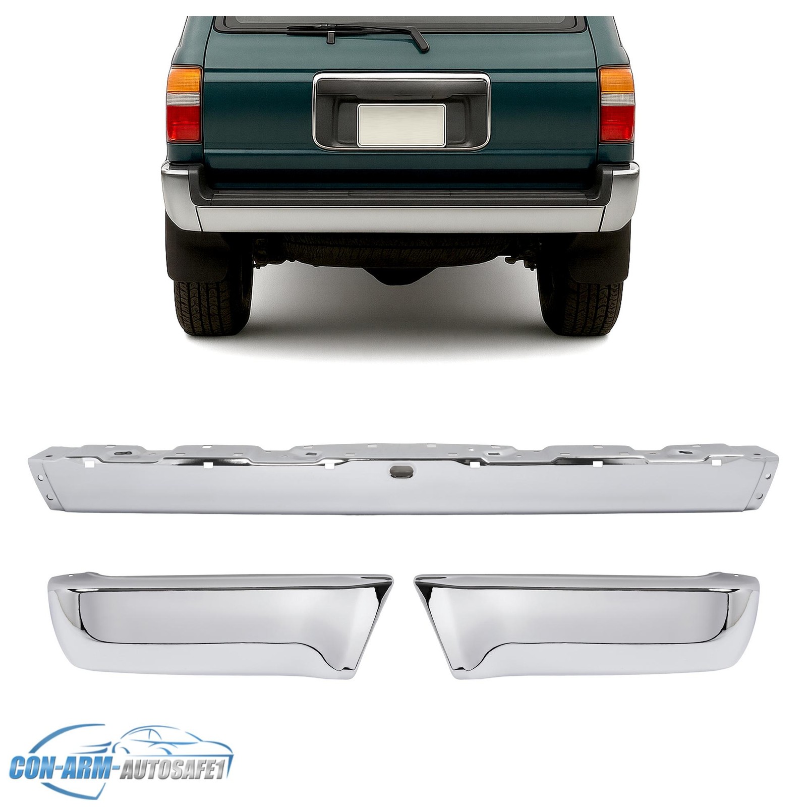 Chrome Rear Step Bumper Face Bar+End Caps For Toyota 4Runner SR5 1990-1995