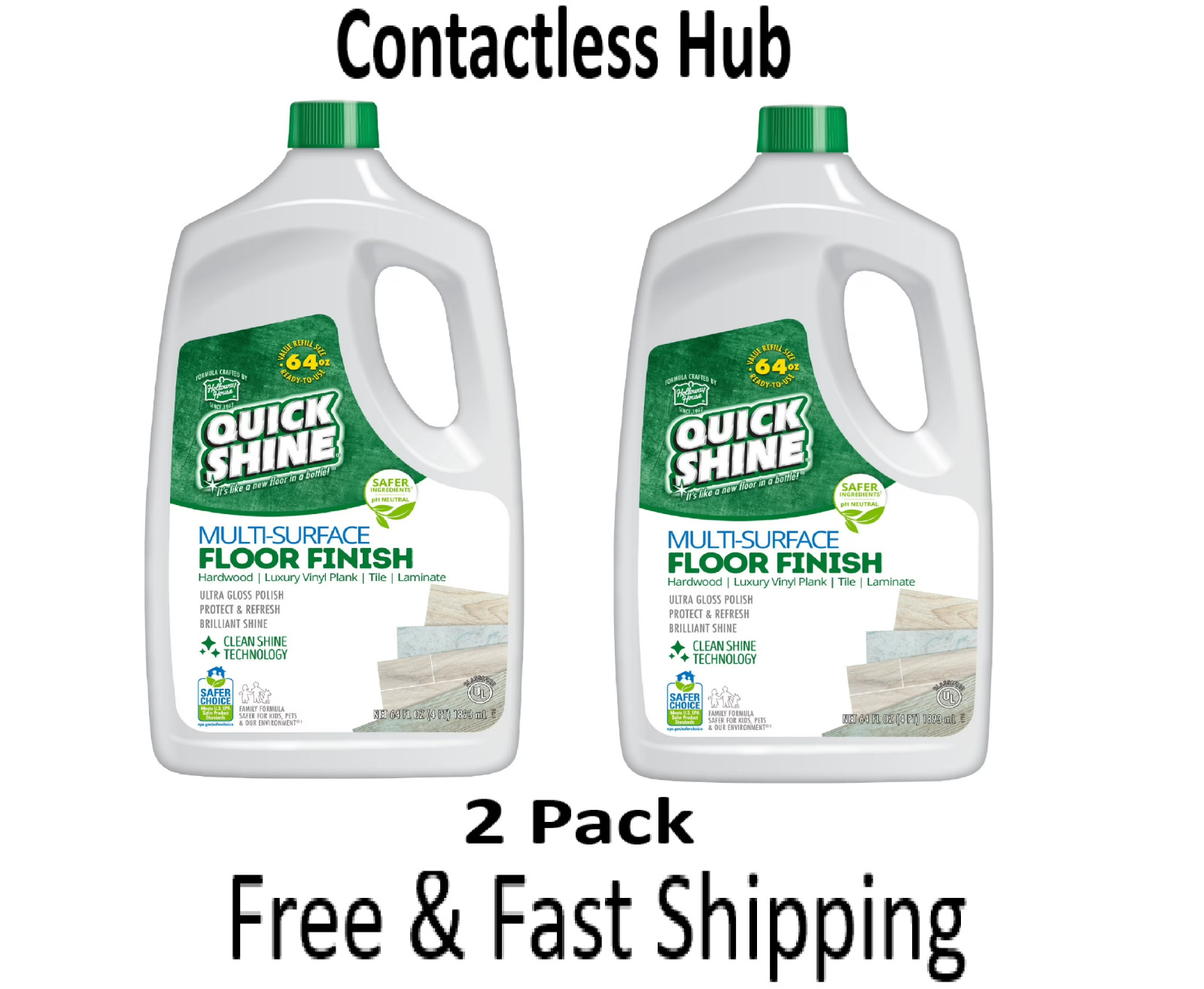 Quick Shine Multi-Surface Floor Finish & Polish,64 fl oz each-2 Pack