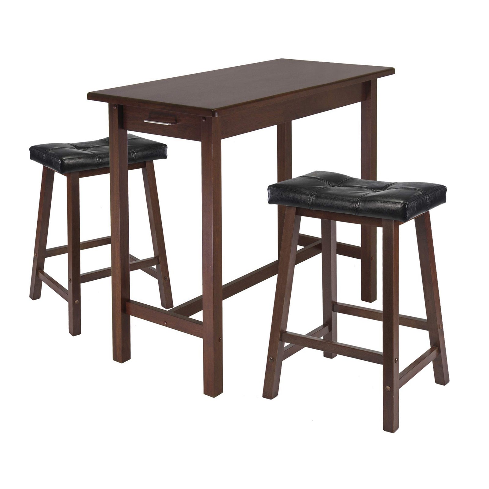 Winsome Sally 3-Piece Rectangular Solid Wood Dining Set in Antique Walnut