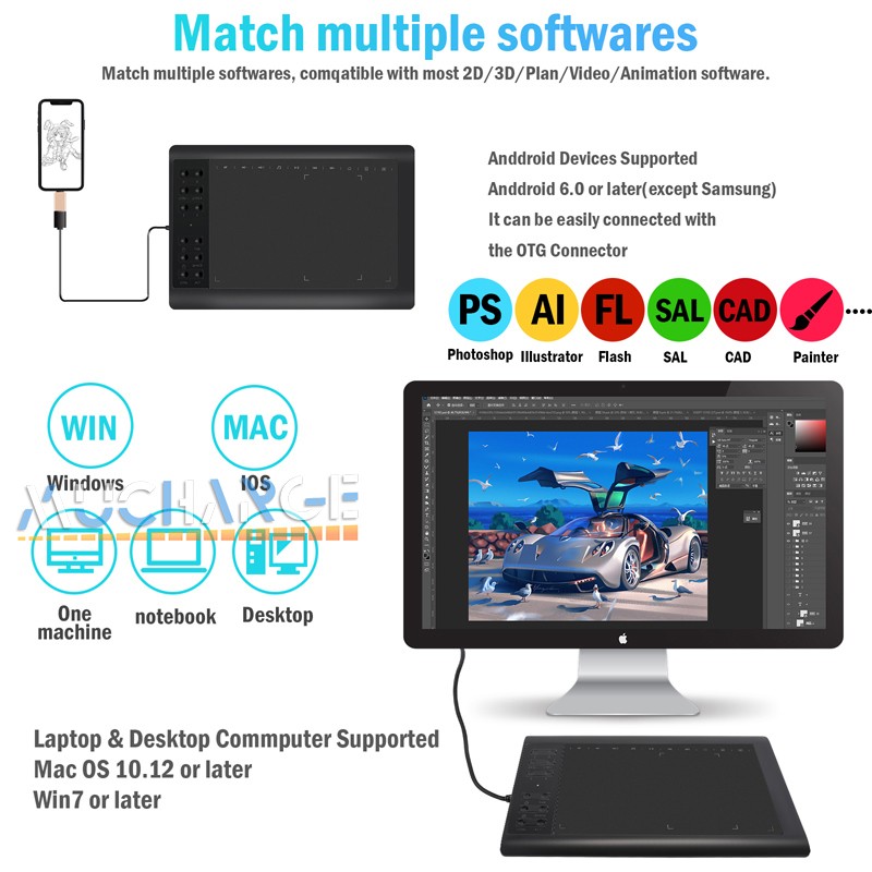 Digital Graphics Drawing Tablet Professional Working Tablet Battery-free pen