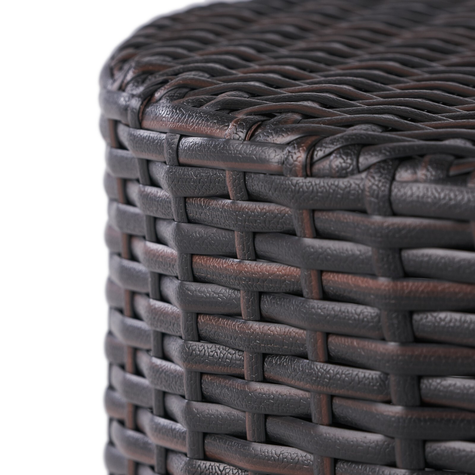 Outdoor Wicker Barrel Side Table, Multibrown
