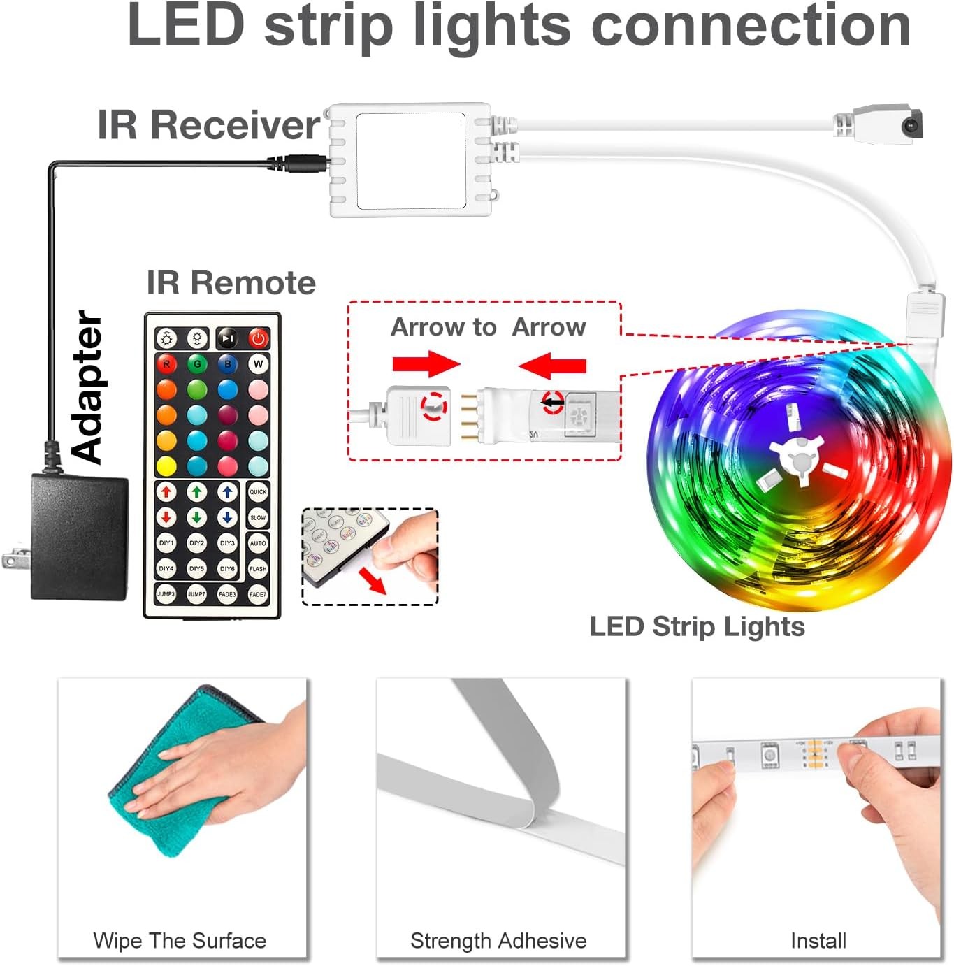 DAYBETTER LED Strip Lights 100ft, Smart Lighting with App 100FT, Multicolor