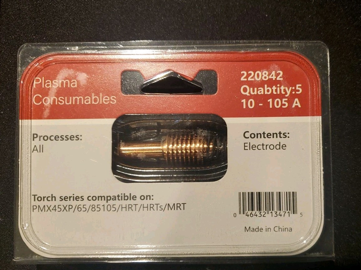 Plasma Consumables 10- 105A Electrodes 220842 - 5 Pack FREE SHIPPING