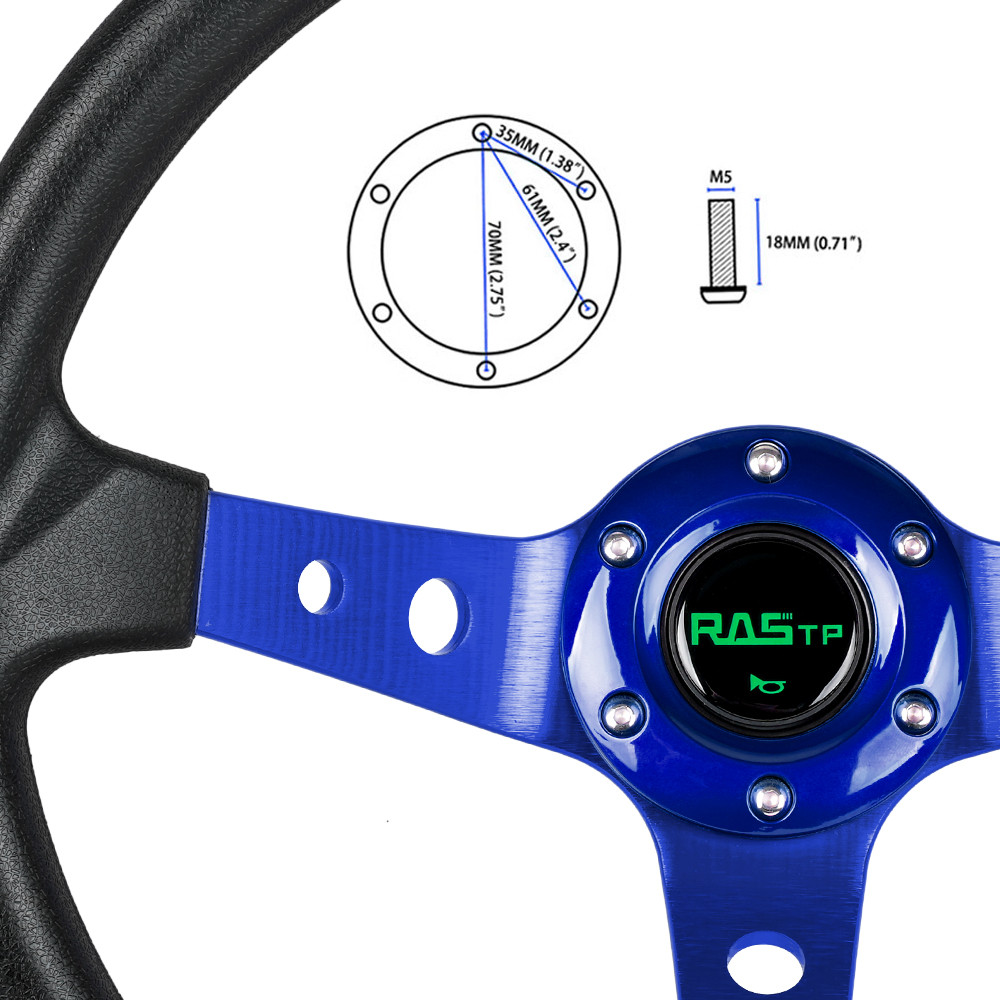 14"Blue Steering Wheel+Quick Release+Hub Adapter 174H For Ford Mustang 1984-2004