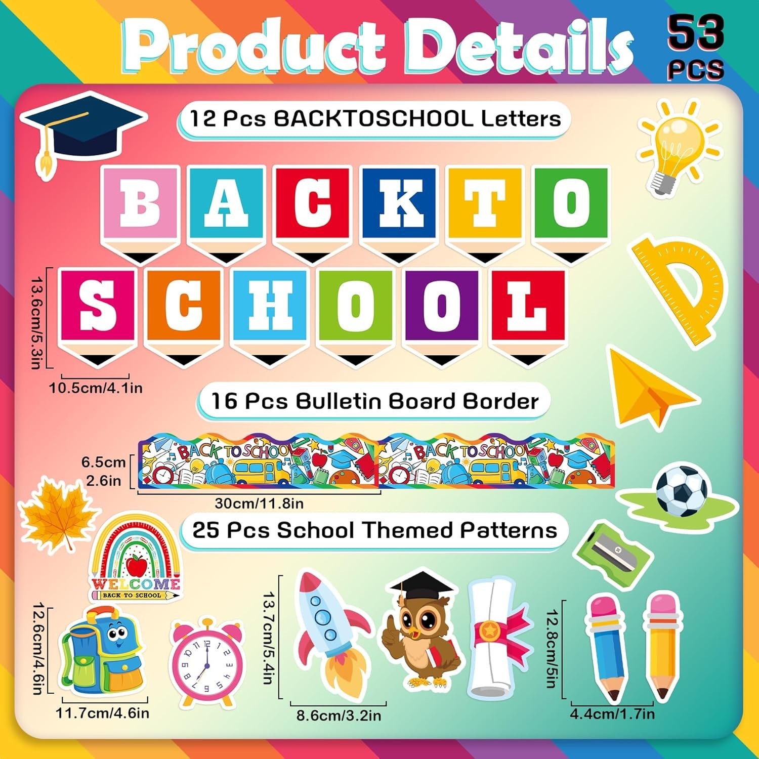 Back to School Decorations for Bulletin Board Set - 53 Pcs