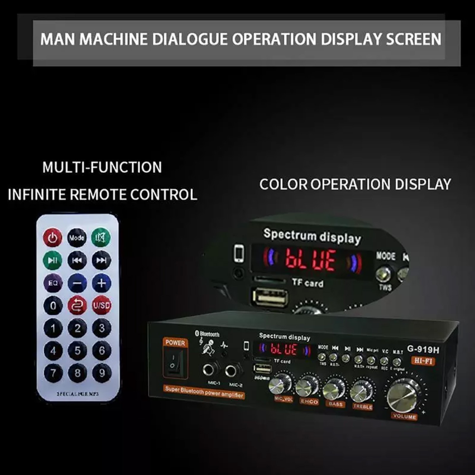 1000W Bluetooth Mini Power Amplifier Stereo Receiver Audio Amp USB Music Player