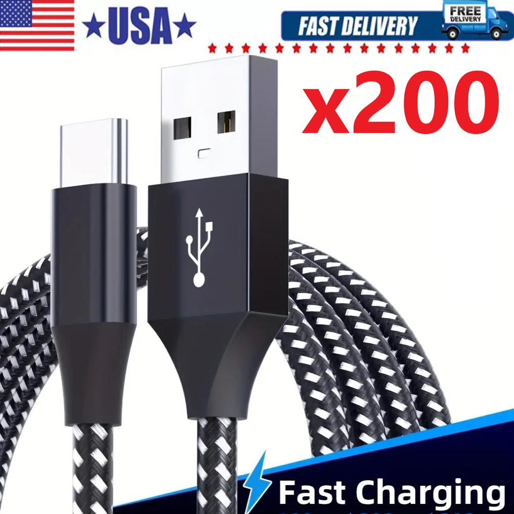 Braided USB C Type-C Fast Charging Data SYNC Charger Cable Cord 3/6/10FT Lot