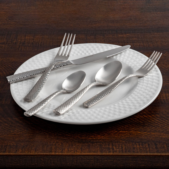 Fortessa Lucca Faceted Brushed 18/10ss 20pc Flatware Set
