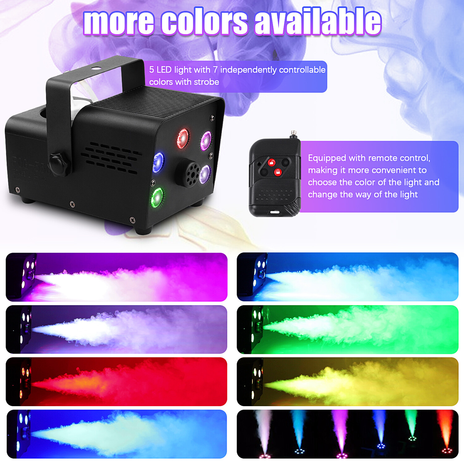 550W Smoke Fog Machine 3IN1 RGB DJ Party Wedding Stage Light w/Remote