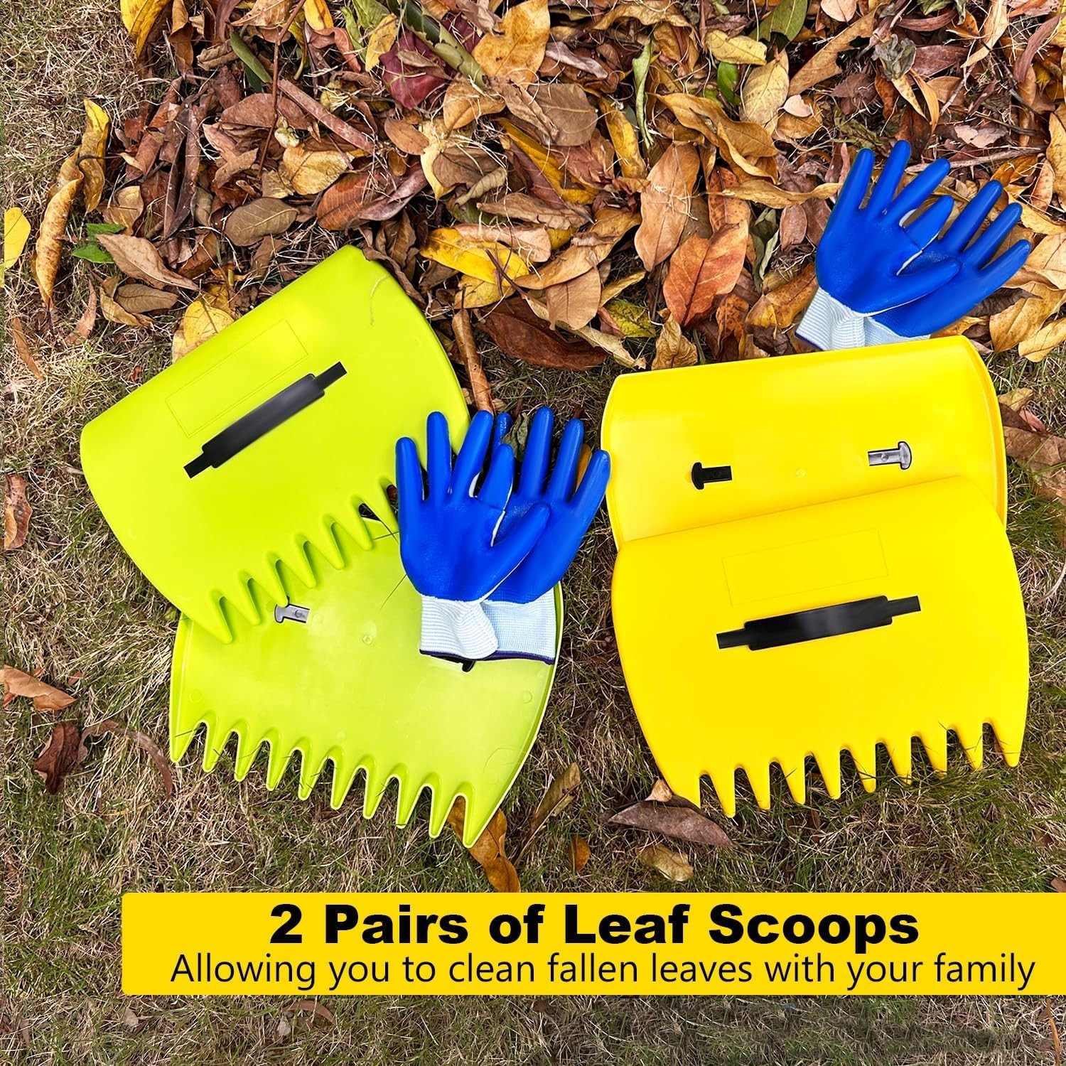 Large Plastic Leaf Scoops with Adjustable Handles - Family-Friendly Design