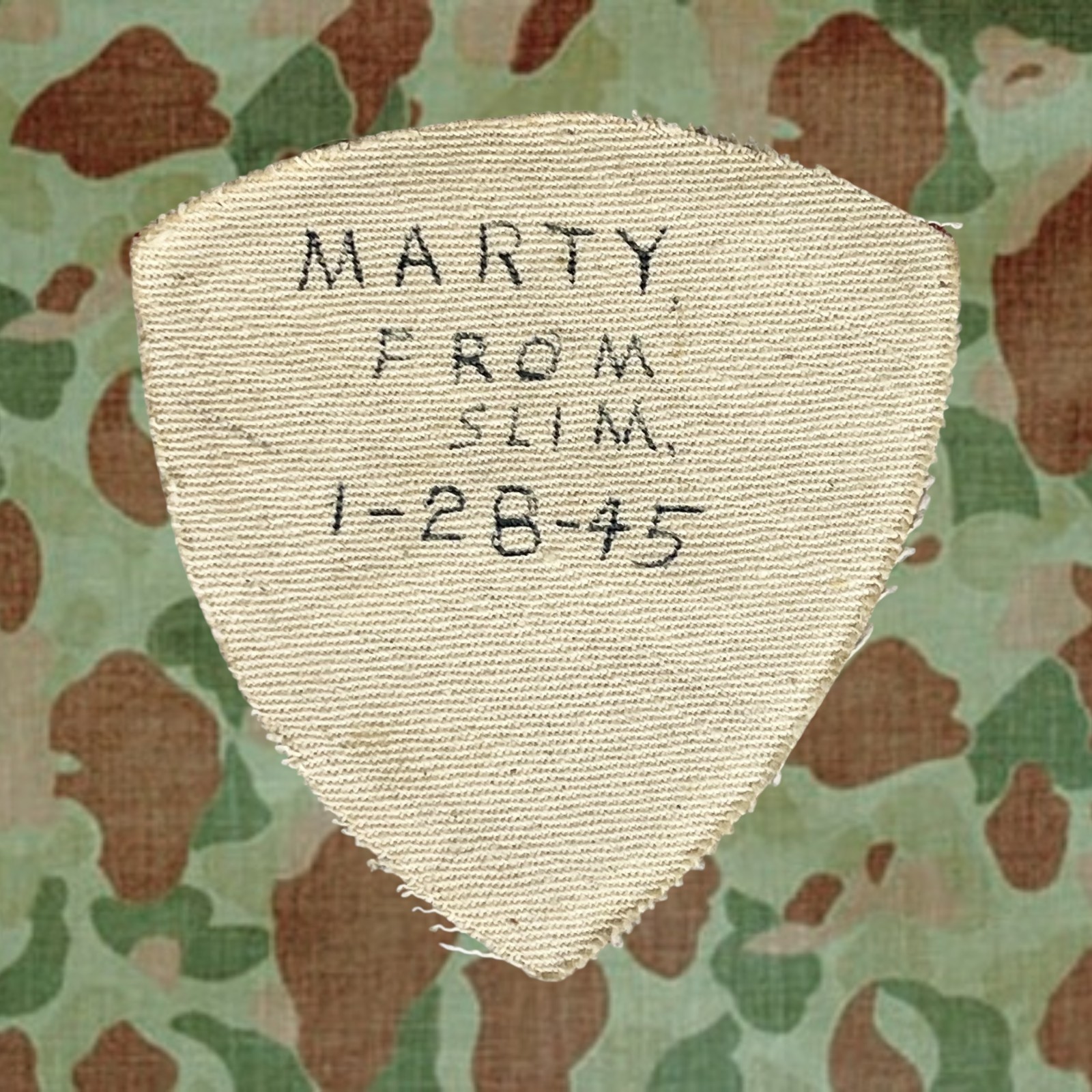 3rd Marine Division Original WW2 Wool Patch Dated "Marty From Slim 1-28-45"