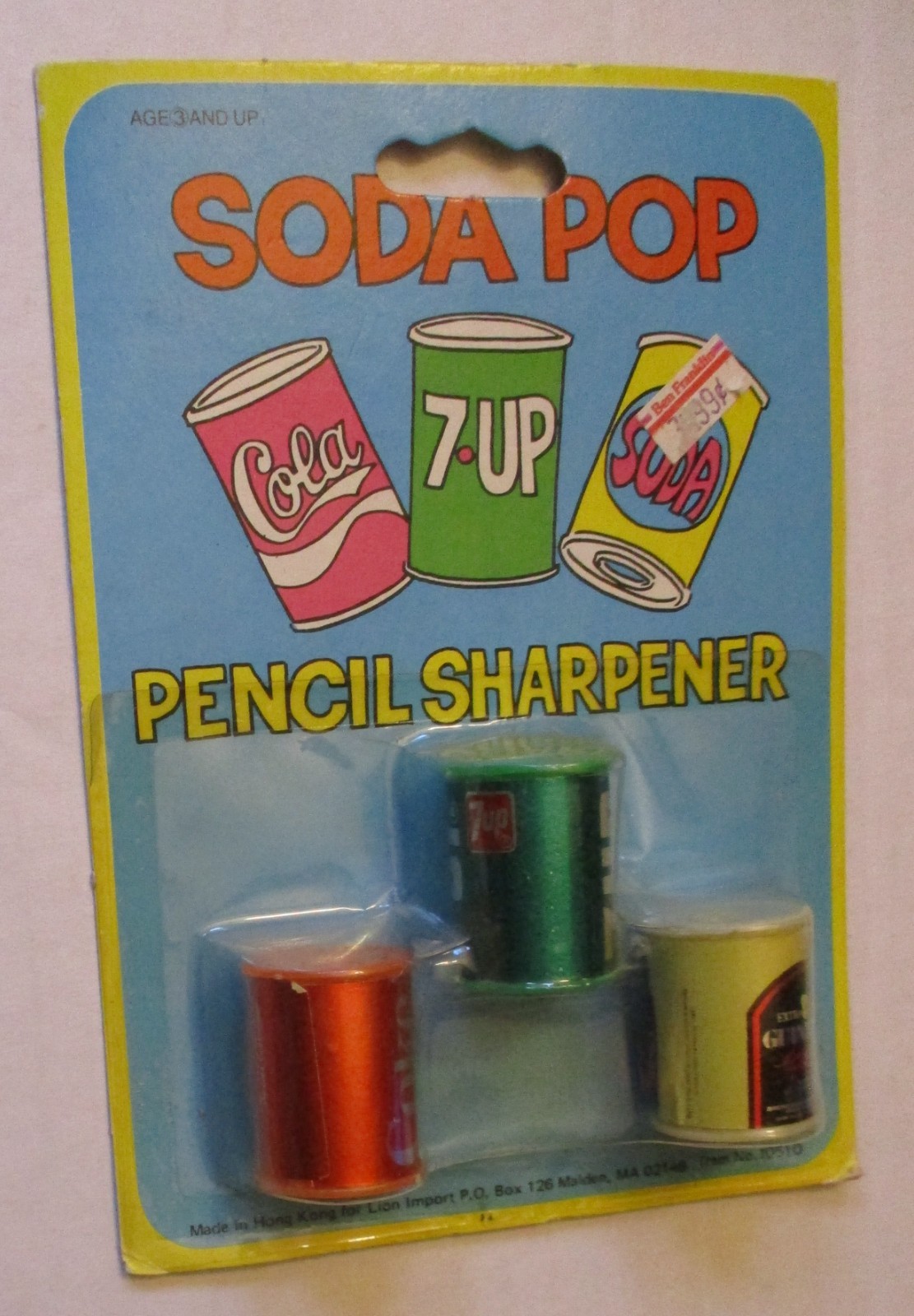 Soda Pop Pencil Sharpeners NEW IN PACK Lion Import Vintage 80's Coke 7up Guiness