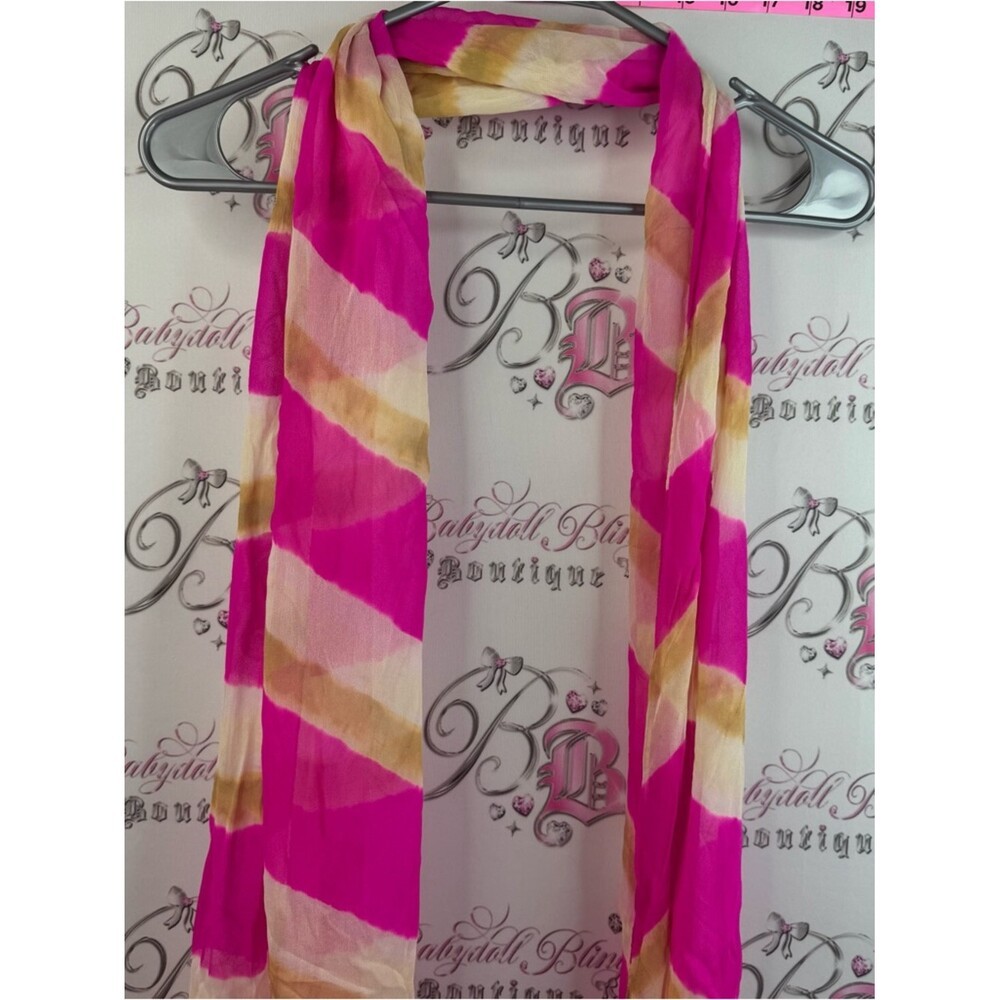 Scarf scarve beaded neon stripes Lightweight Pink and Cream Striped Scarf by