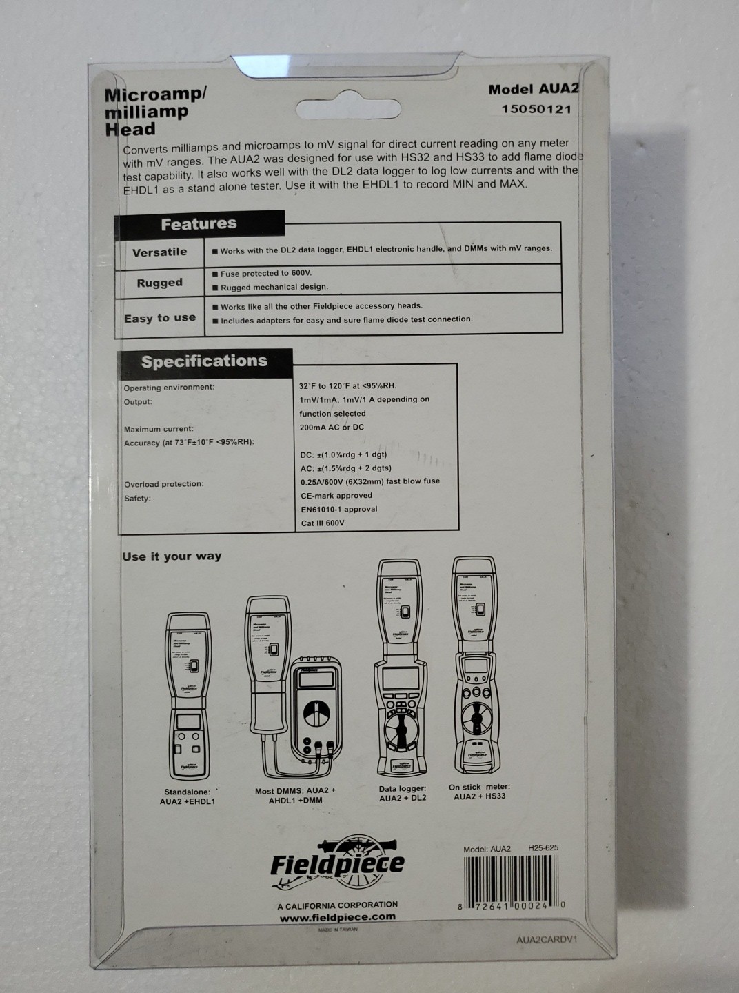 Fieldpiece Microamp and Milliamp Accessory Head AUA2 - HVAC TEST TOOL