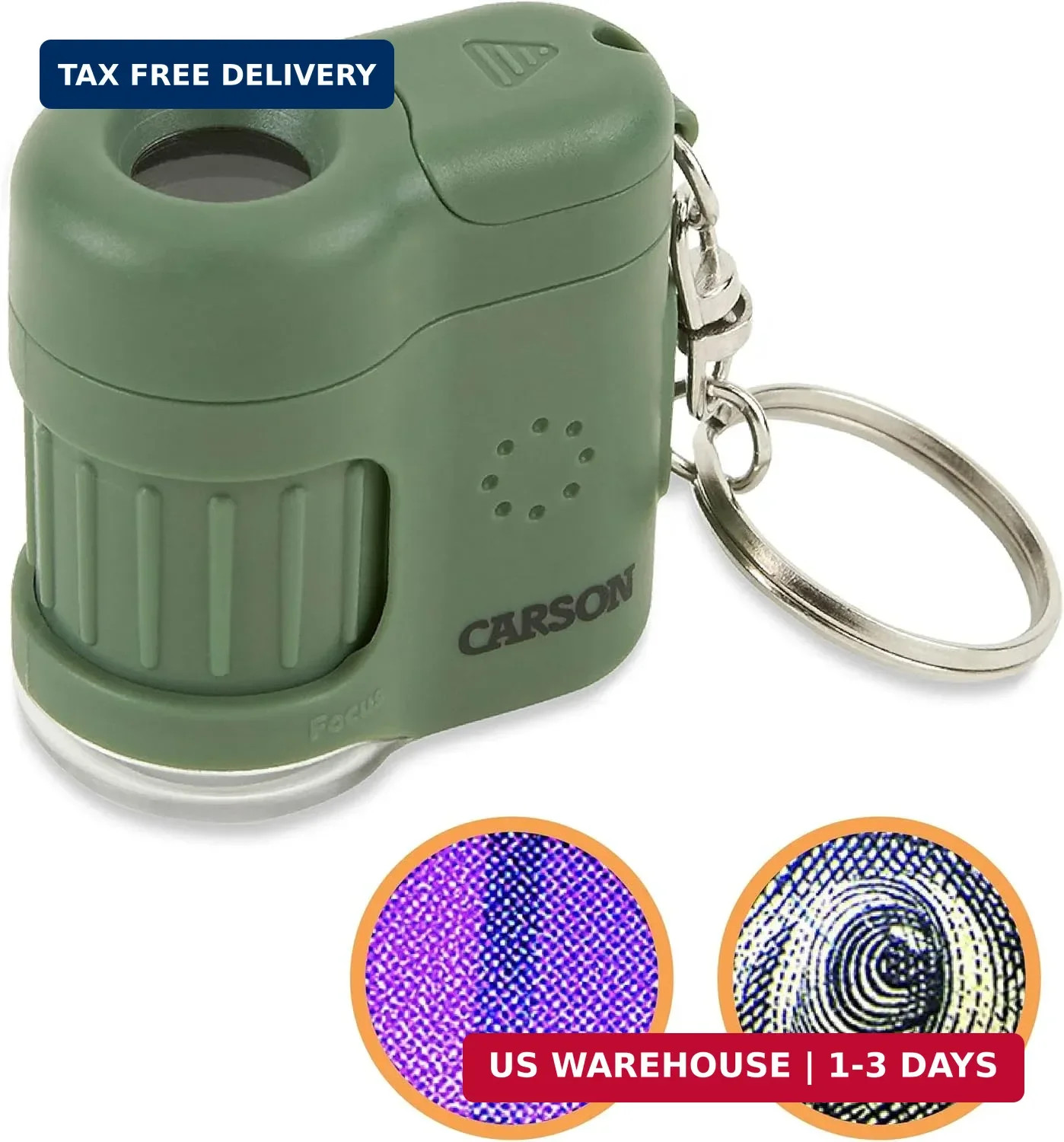 Carson MicroMini 20x LED Lighted Pocket Microscope with Built-in UV and LED Flas