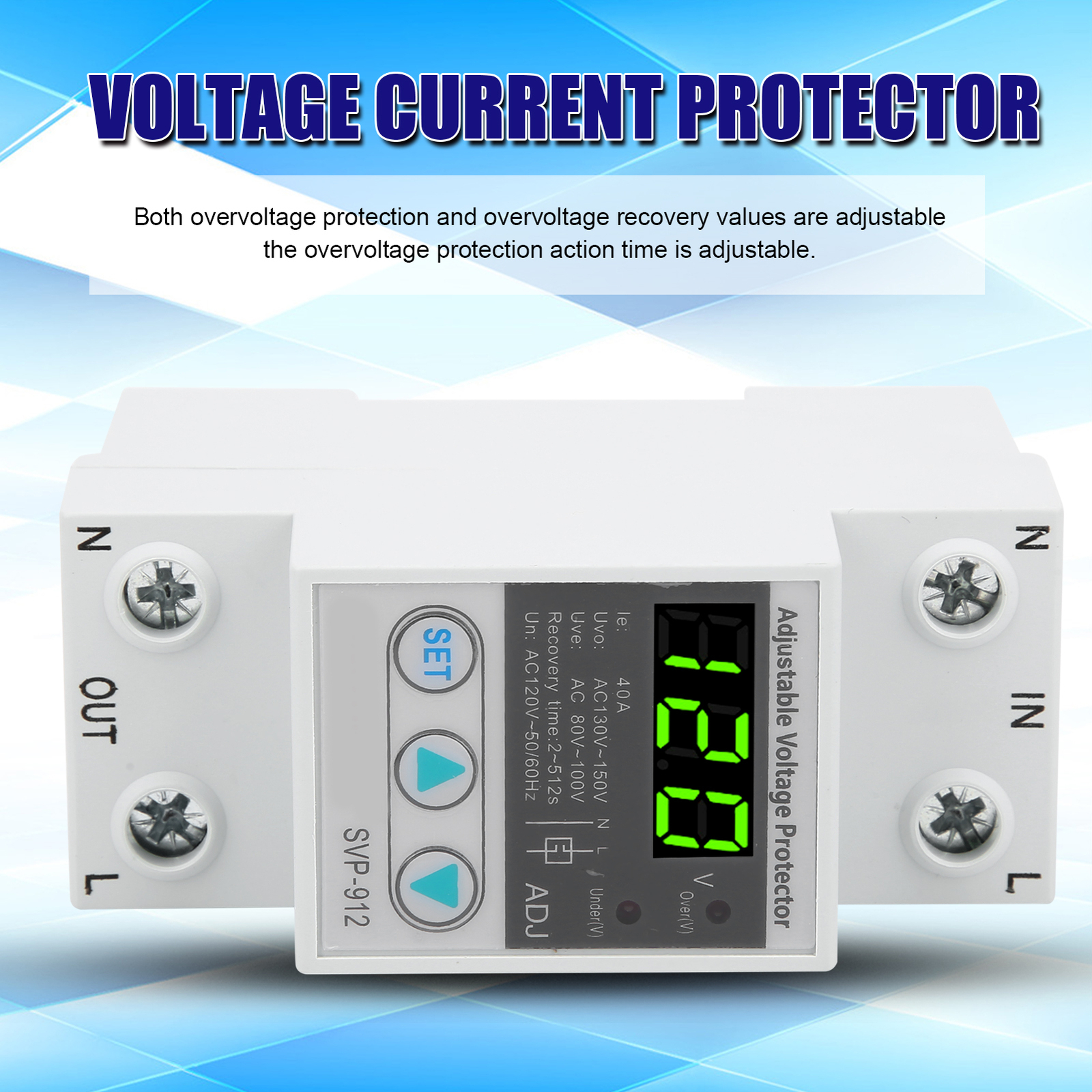 120VAC 40A Adjustable SelfRecovery Under Voltage Auto Reset Protection Switch