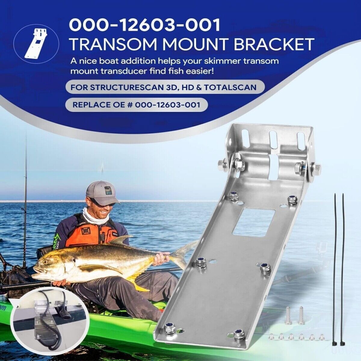 Sensor installation bracket FOR STRUCTURESCAN 3D HD TRANSDUCER 000-12603-001 W