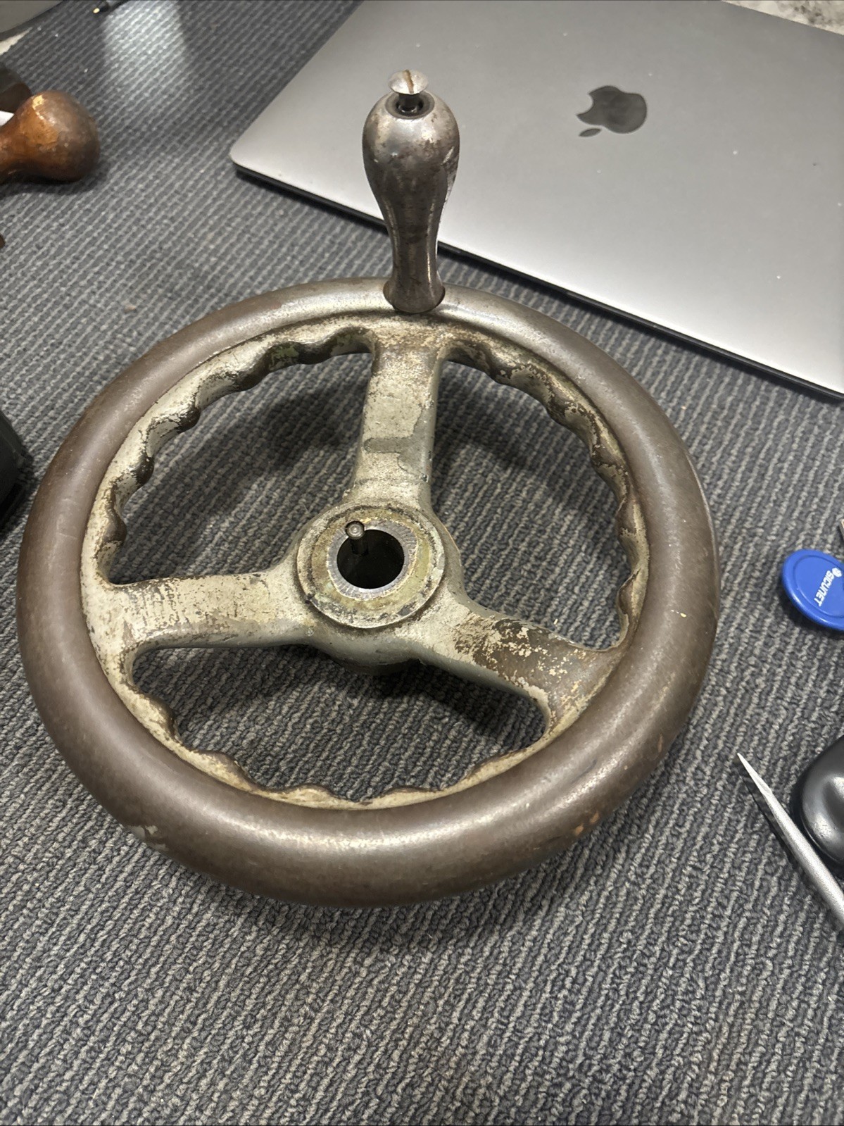 Vintage 8" MACHINIST HAND WHEEL MILLING MACHINE, LATHE, Wood Spindle Any Machine