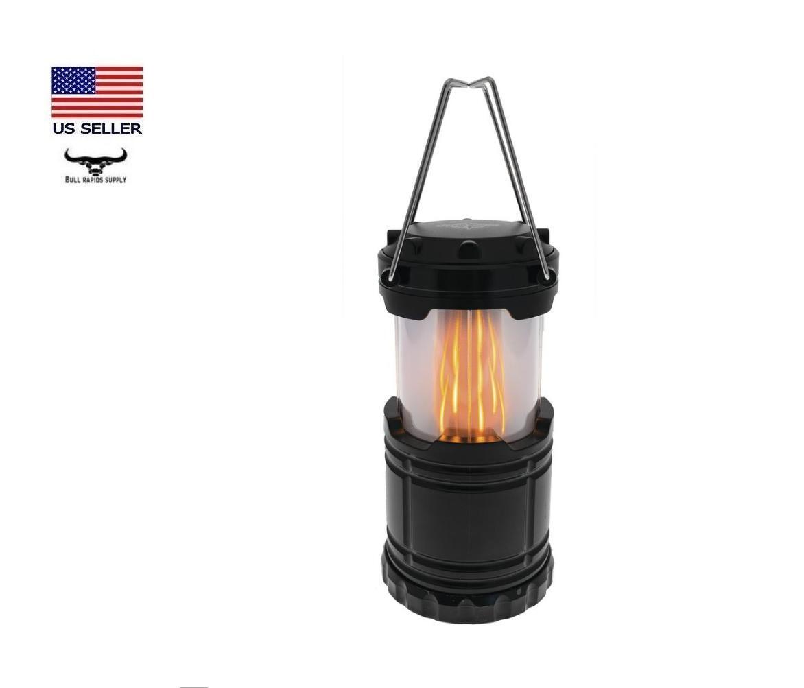 Guidesman Dual Mode White LED &  Faux Flame Lantern Lift Metal Handles Activated