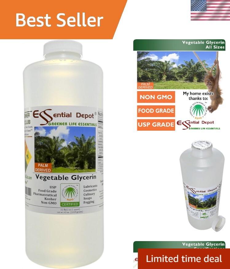 Sustainable Palm-Based Vegetable Oil - 1 Quart Clear Liquid, Kosher Certified
