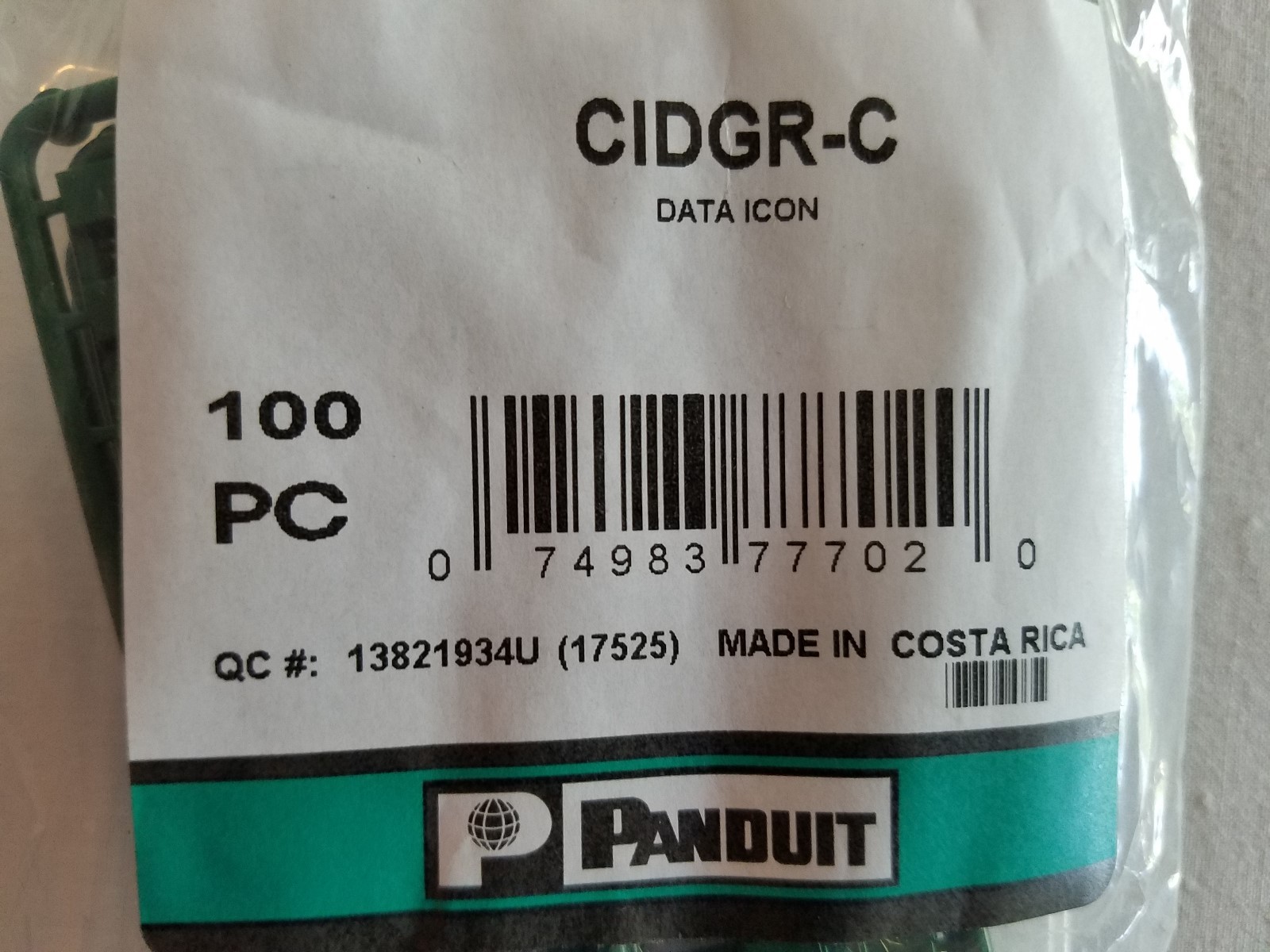 Panduit CIDGR-C Plastic Snap-In Port Identifier Mini-Com Data Icon Green 100