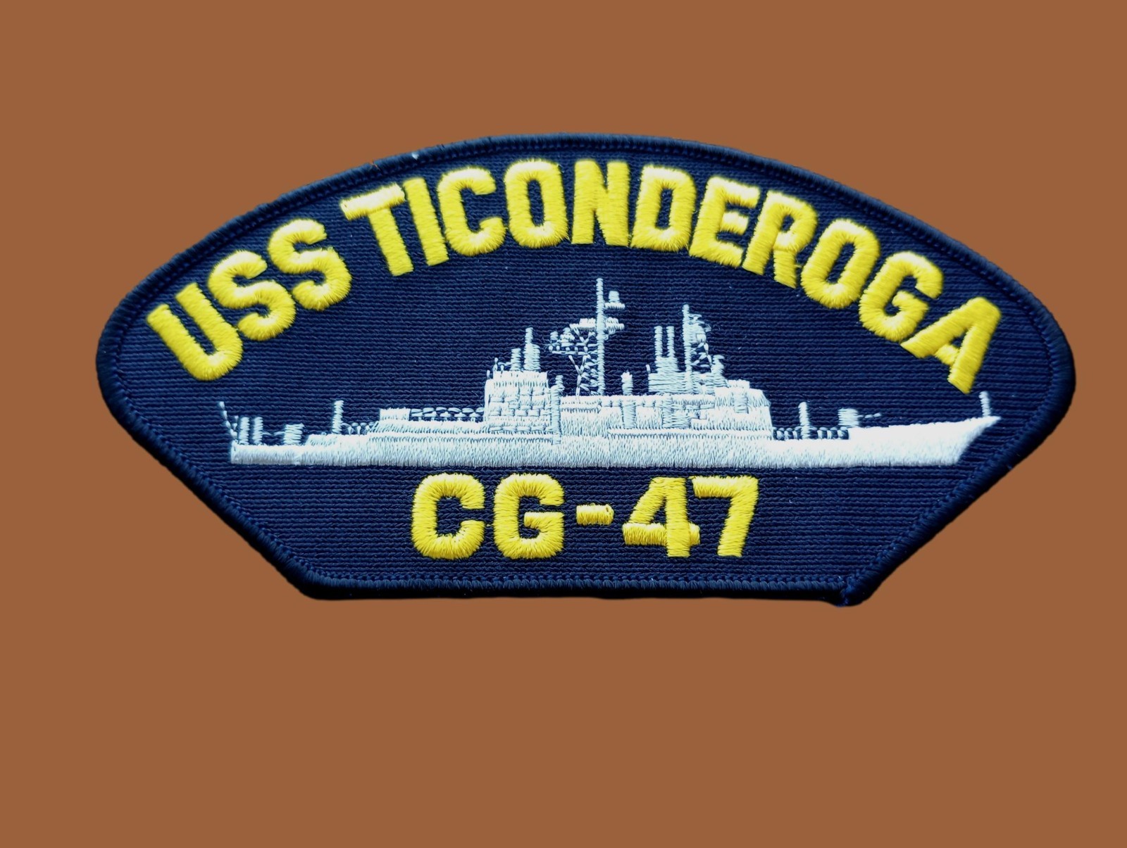 U.S NAVY SHIP HAT PATCH USS TICONDEROGA CG-47 USA MADE HEAT TRANSFER TICO