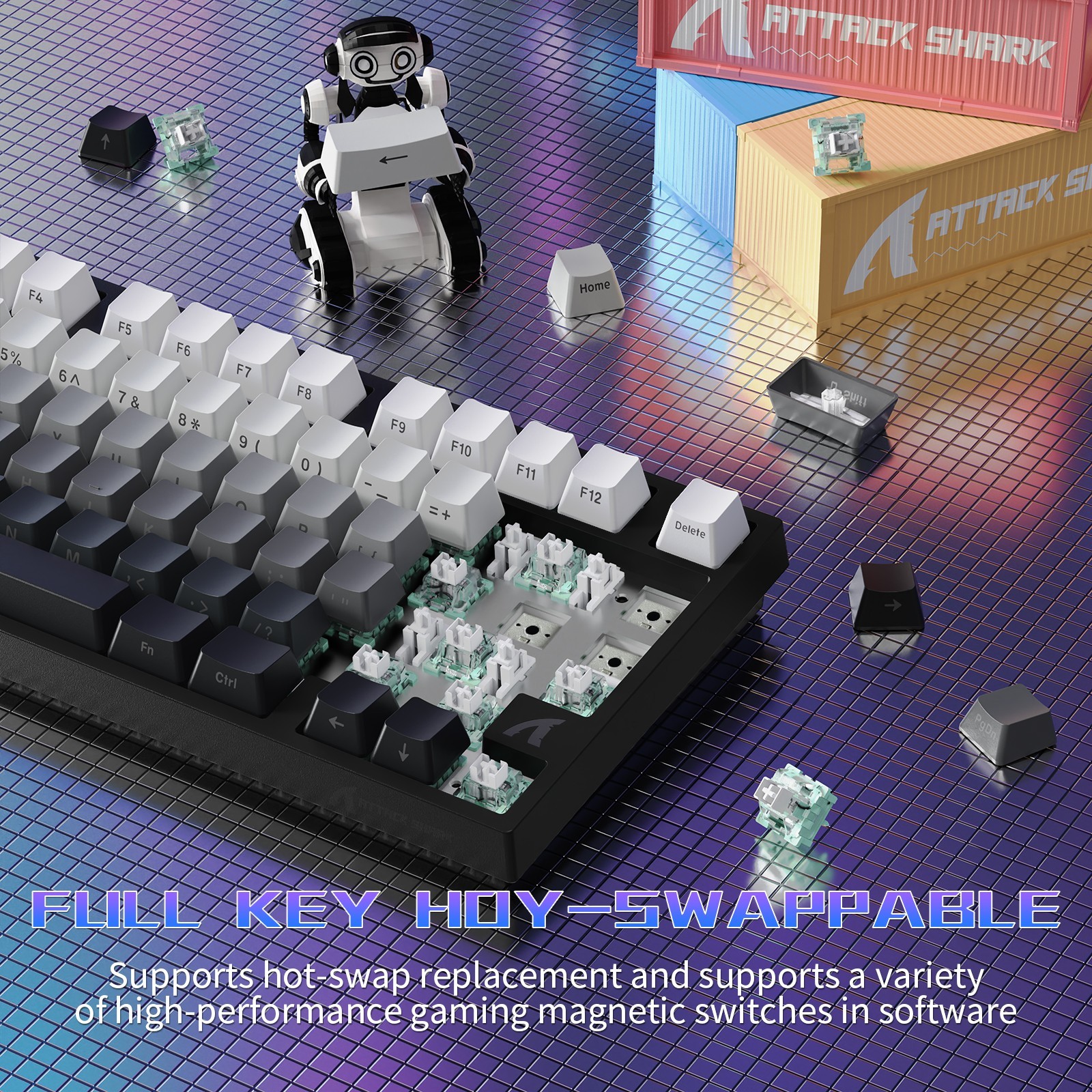 ATTACK SHARK R82 HE Rapid Trigger Keyboard Magnetic Switch with 0.005MM RT