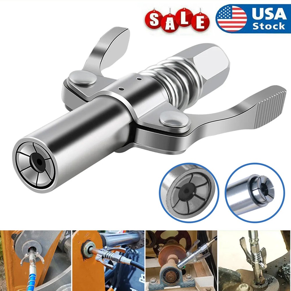 High Pressure Grease Gun Coupler Double Handle Quick Release Lock Oil Nozzles