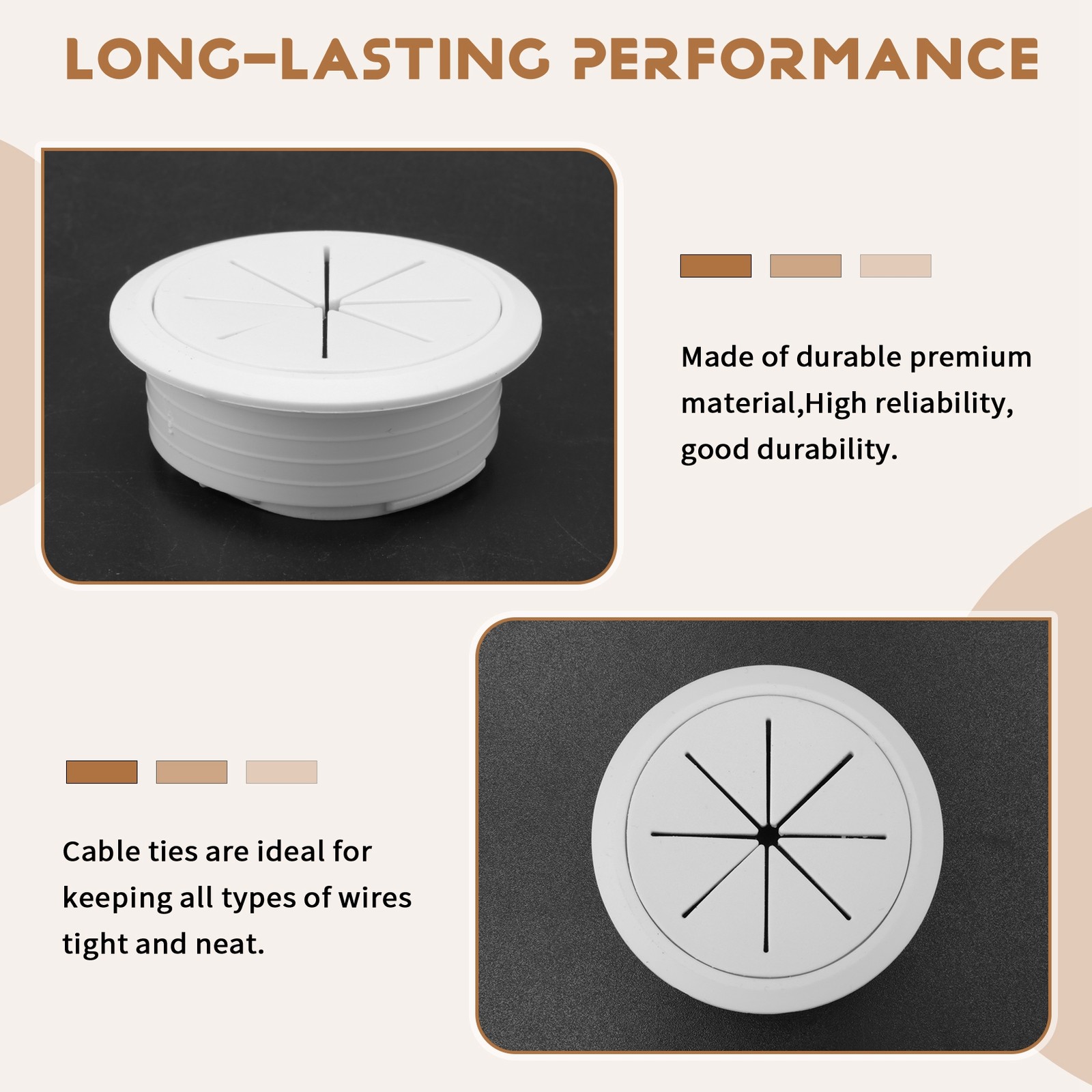 4 Pack Wire Concealer for Wall Mounted , 2-3/8 Inch (60Mm Hole) Wall Wire5611
