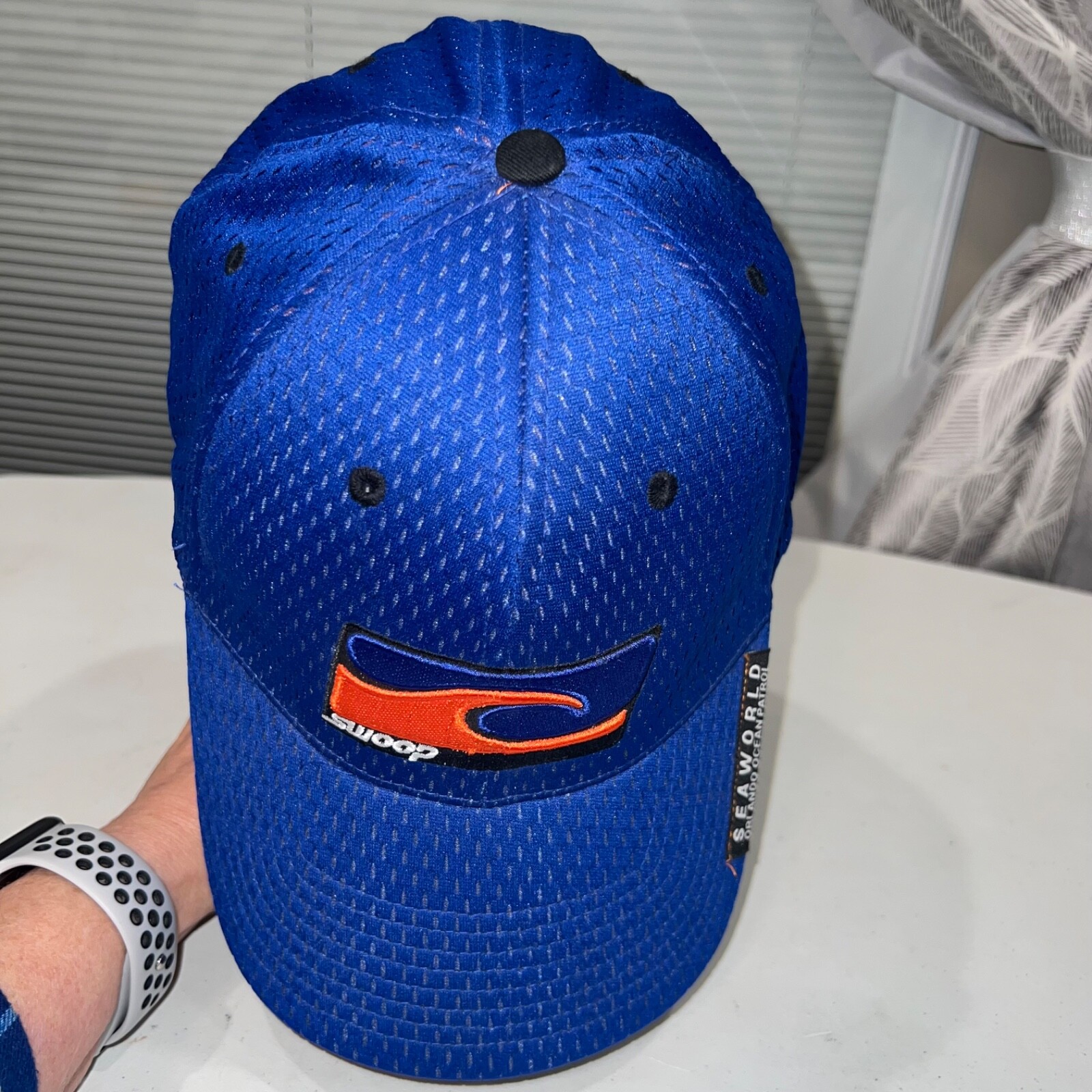 Seaworld Orlando Ocean Patrol SWOOP Hat Cap Orange Black Accents Flex Band