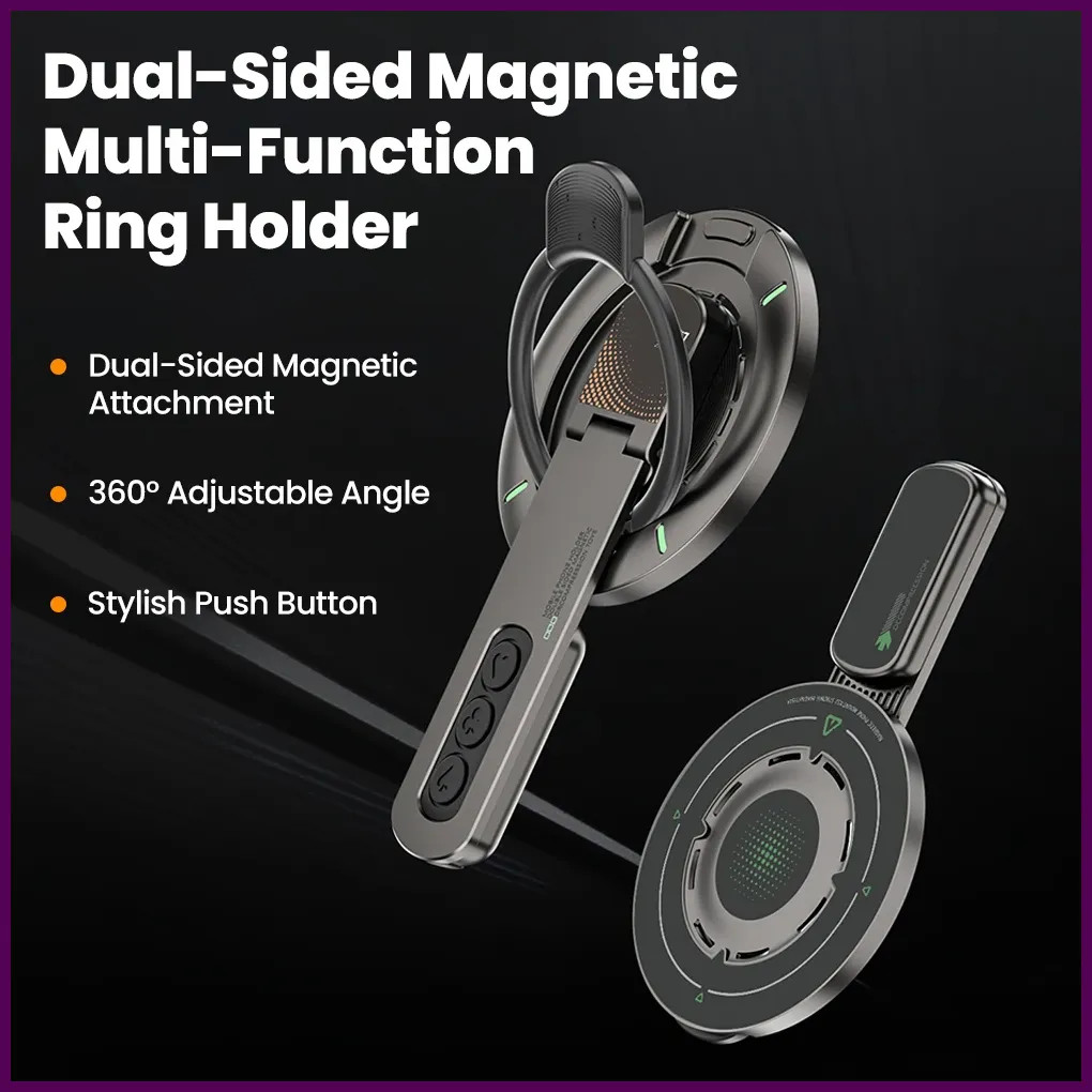 3-in-1 Magnetic Finger Ring Holder Rotate Double-Sided Magnetic Phone Stand