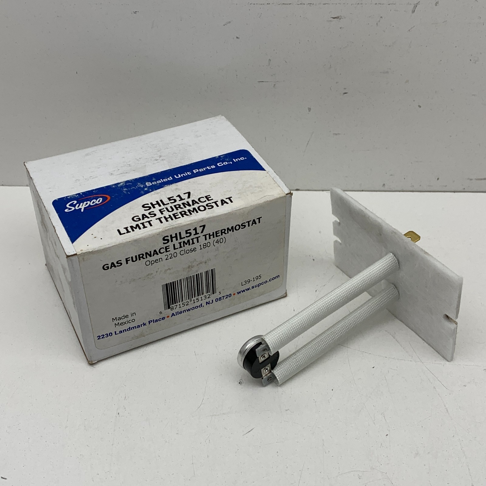 Supco SHL517 Gas Furnace Limit Thermostat Open 220°F, Close 180°F