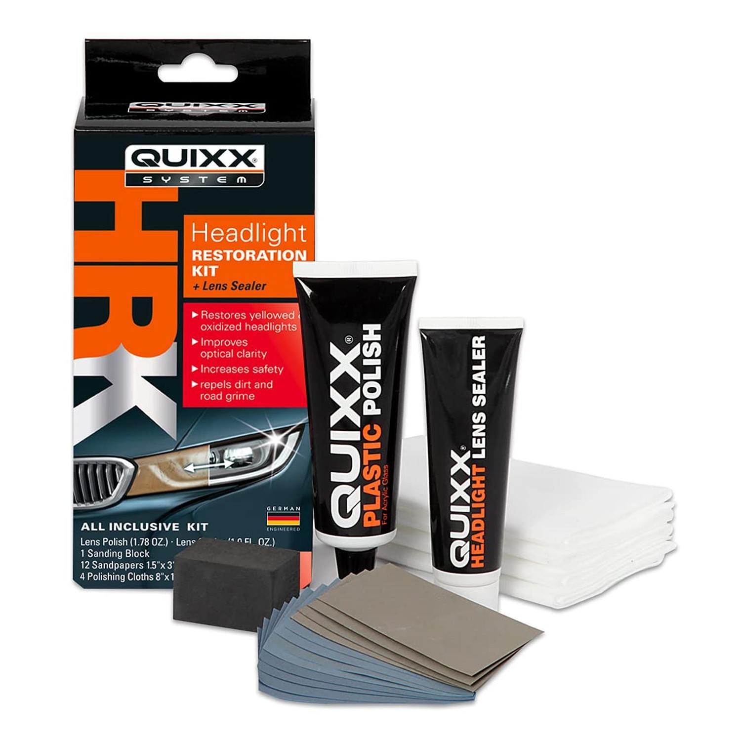 QUIXX 00084-US Headlight Restoration Kit and Lens Sealer, Permanently Restore...